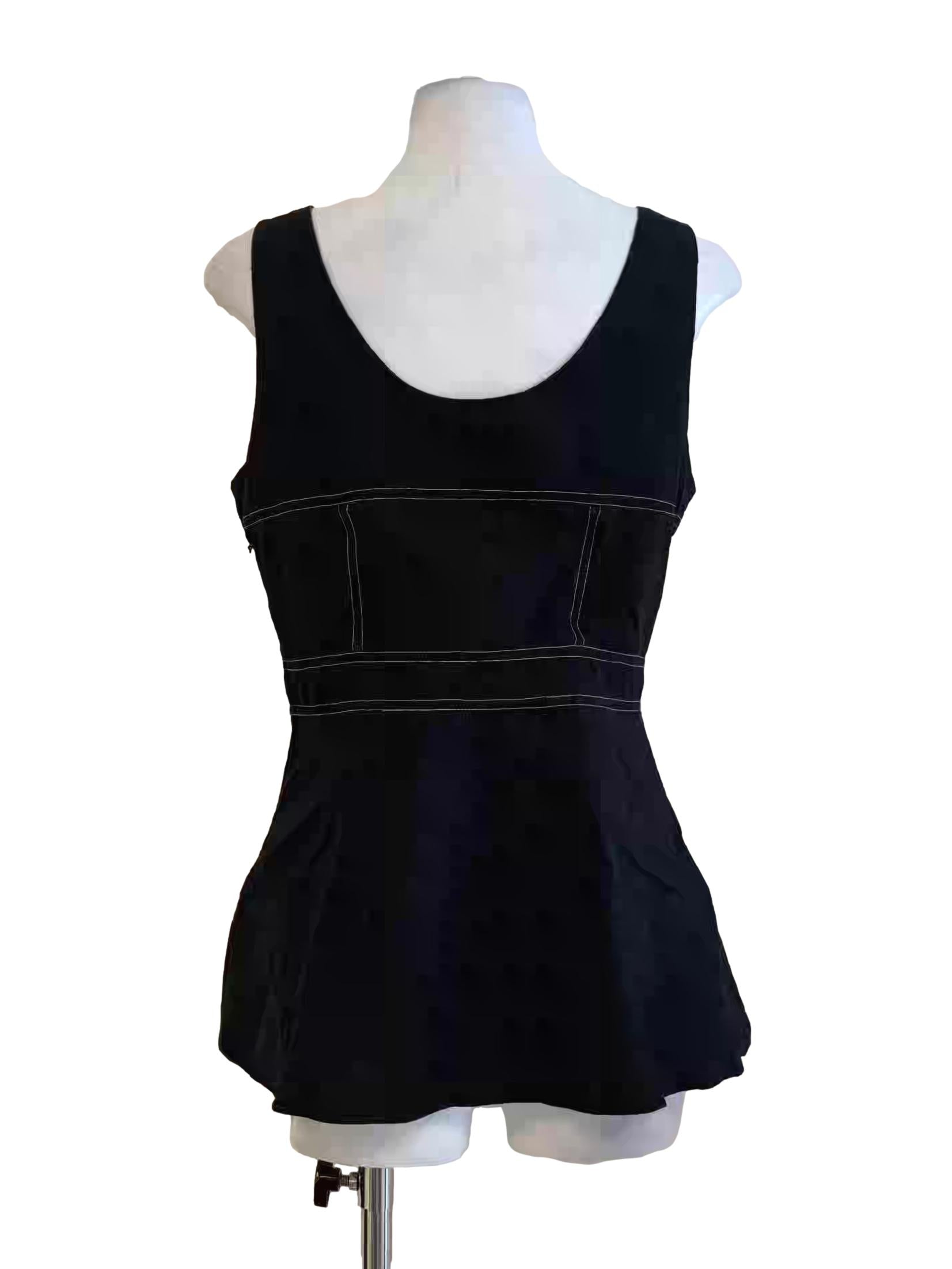Jet Black Cotton Sculpted Top