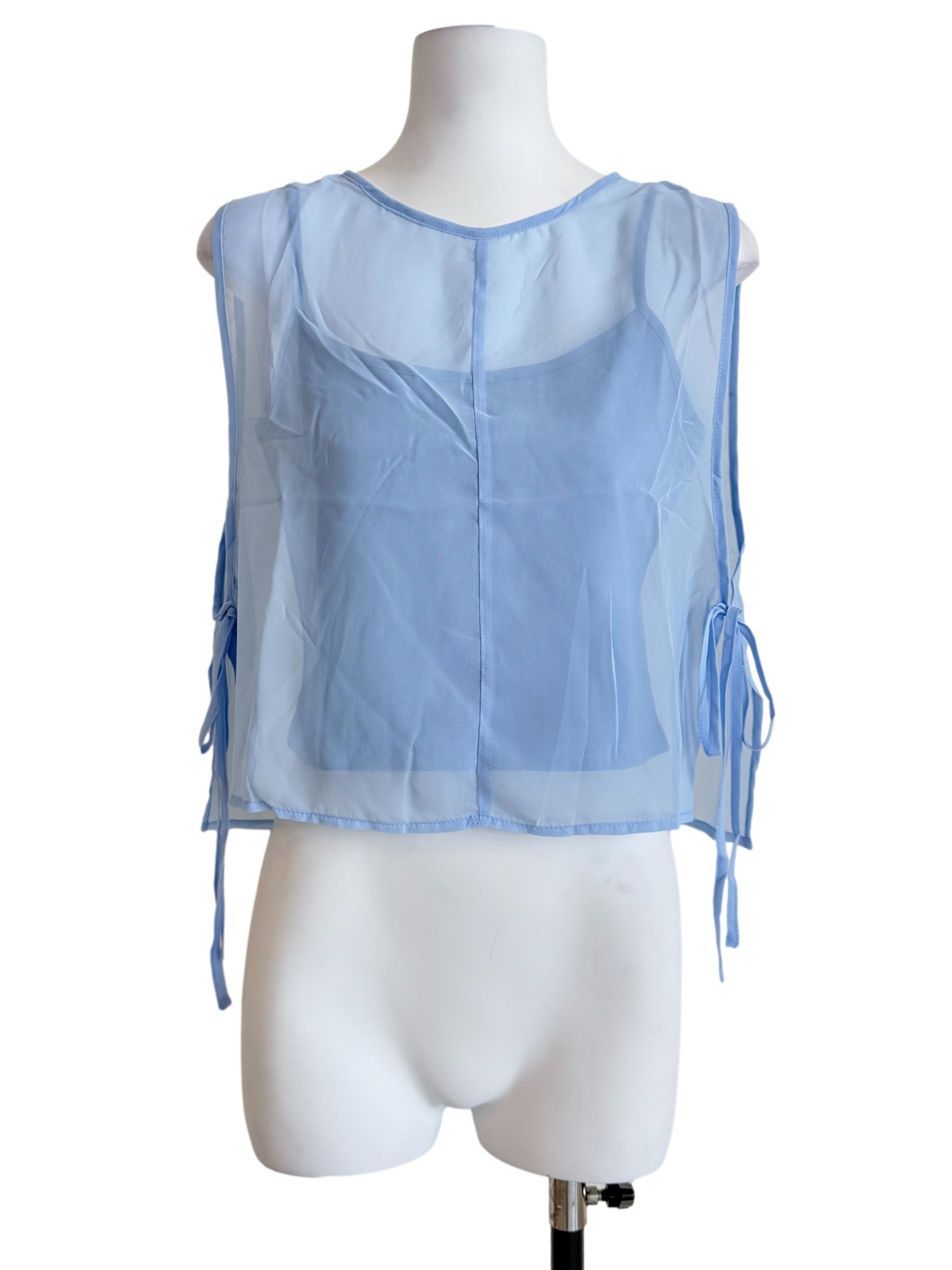 Blue Kyo Sheer Overlay Top