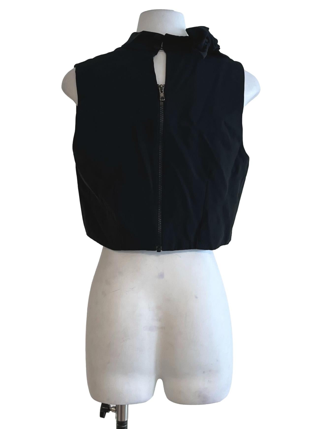 Black Plain Cropped Sleeveless Top
