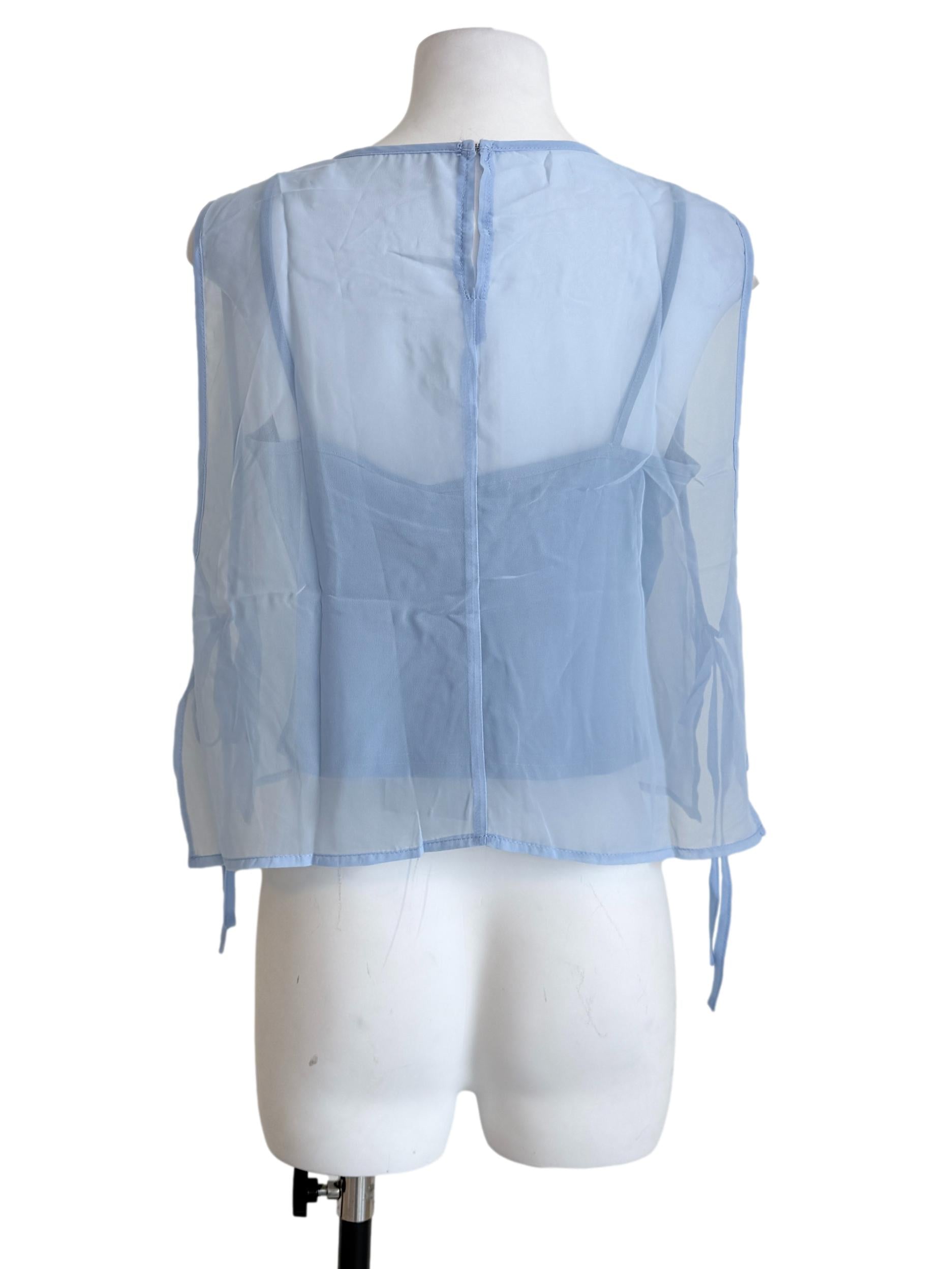 Blue Kyo Sheer Overlay Top