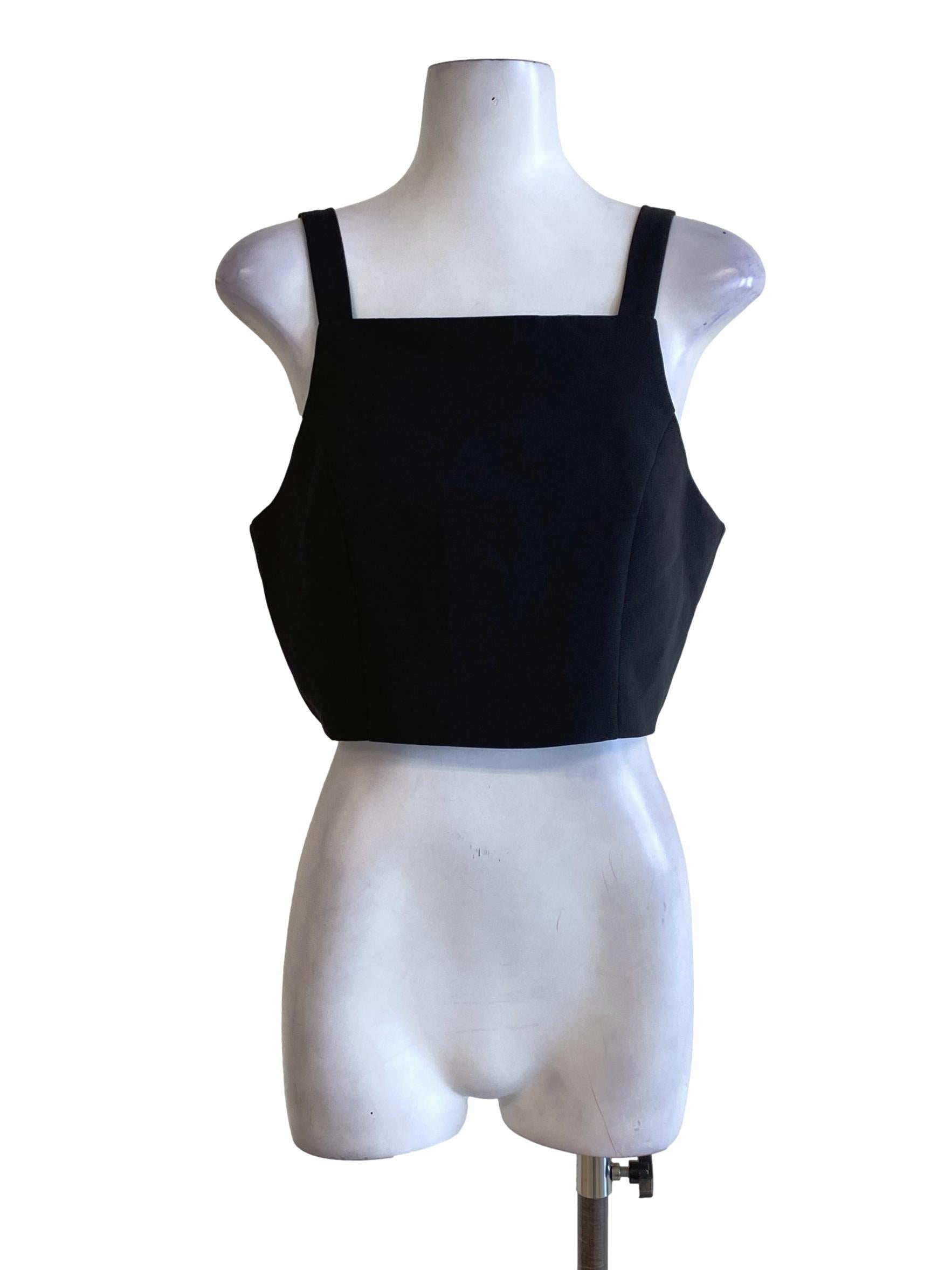 Black Plain Zipped Crop Top TTR