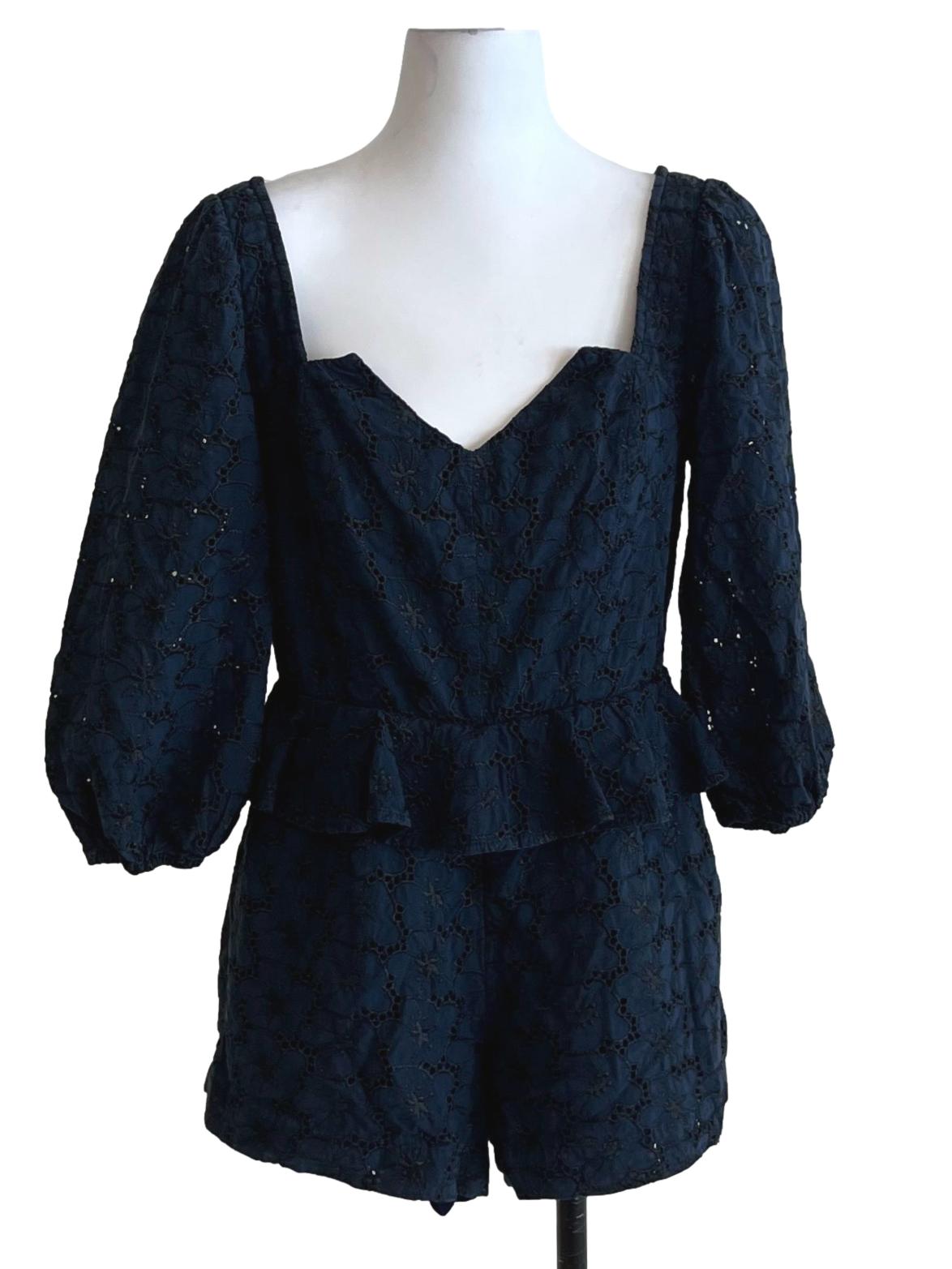 Navy Blue Birdseye Romper