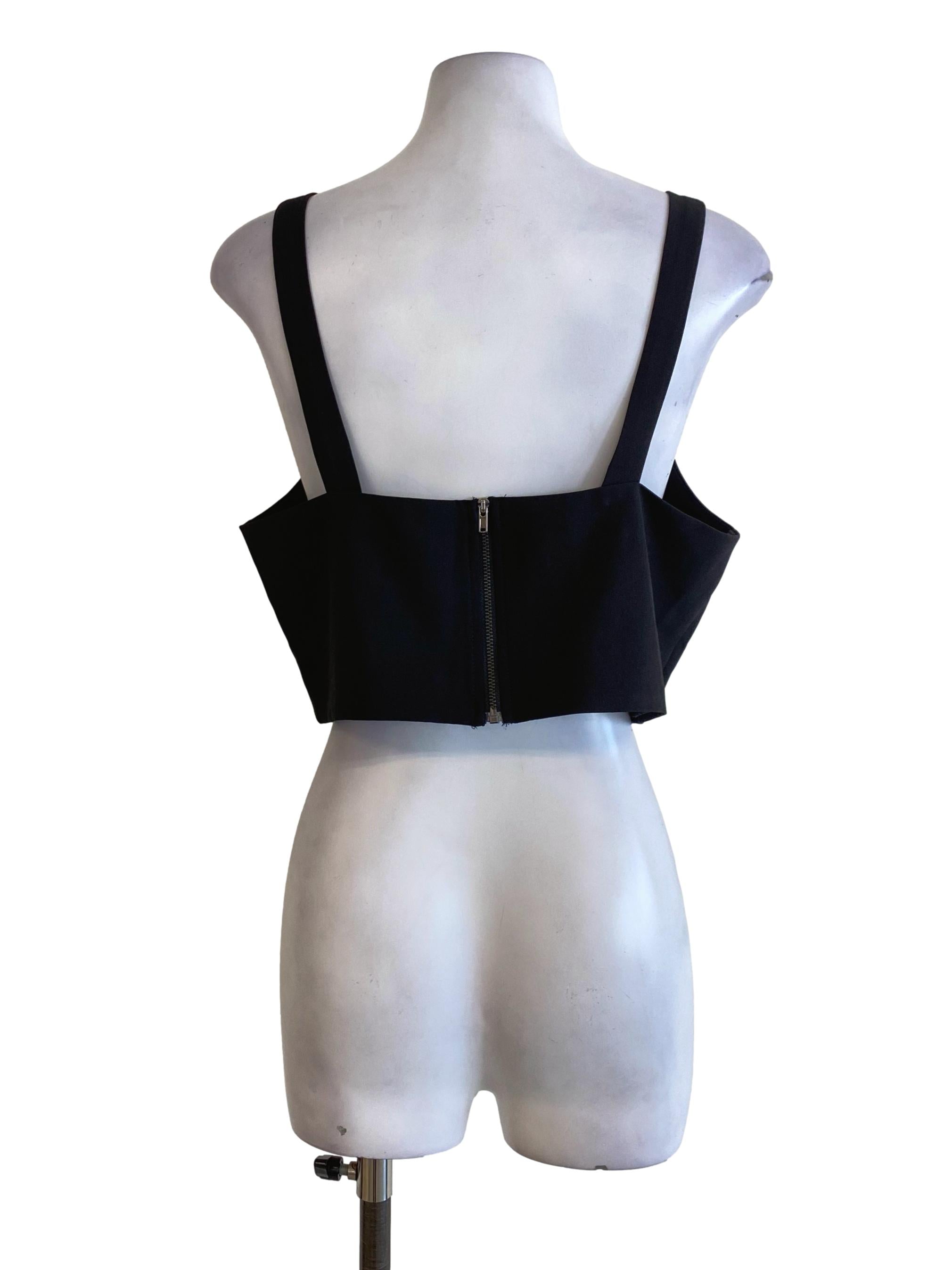 Black Plain Zipped Crop Top TTR
