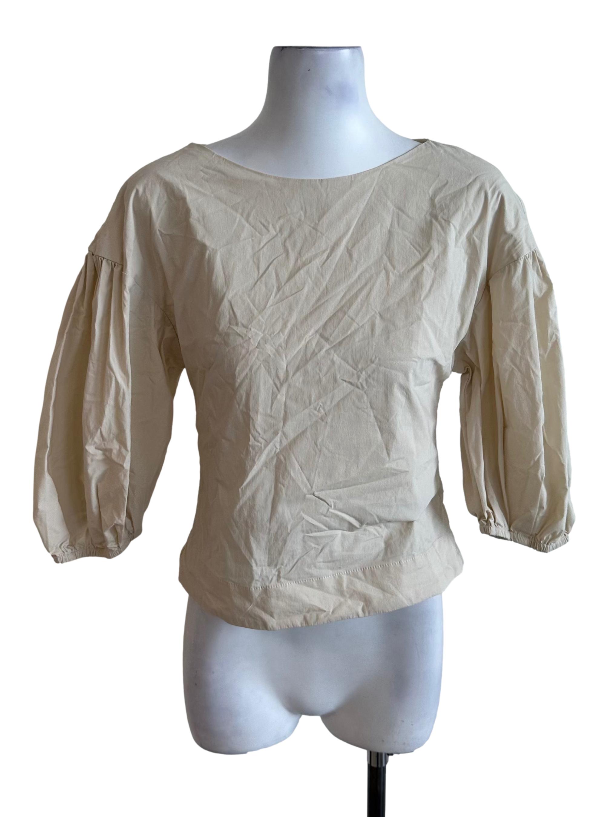 Oat Beige Plain Casual Top