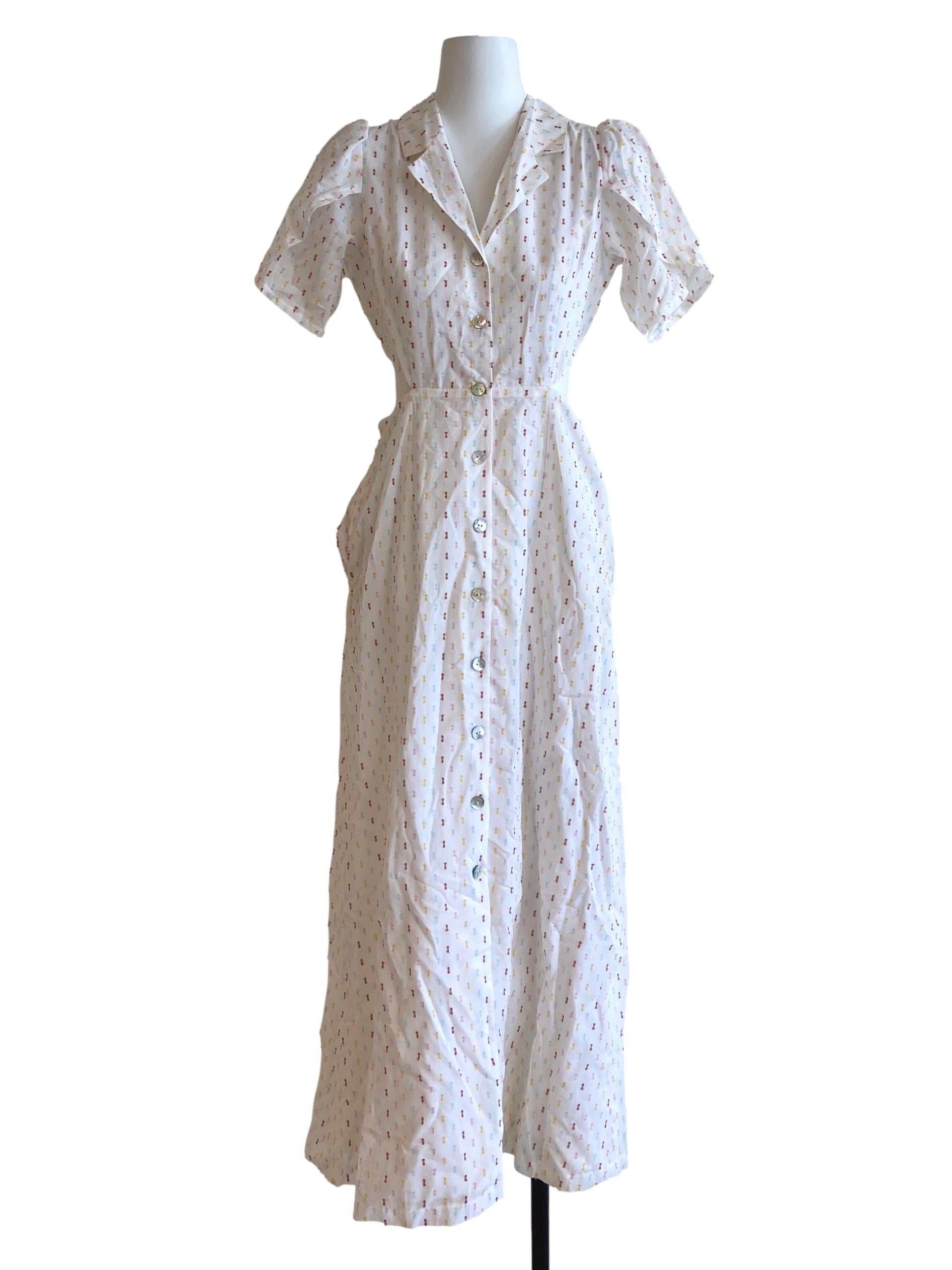 White Multicolour Dot Shirt Dress