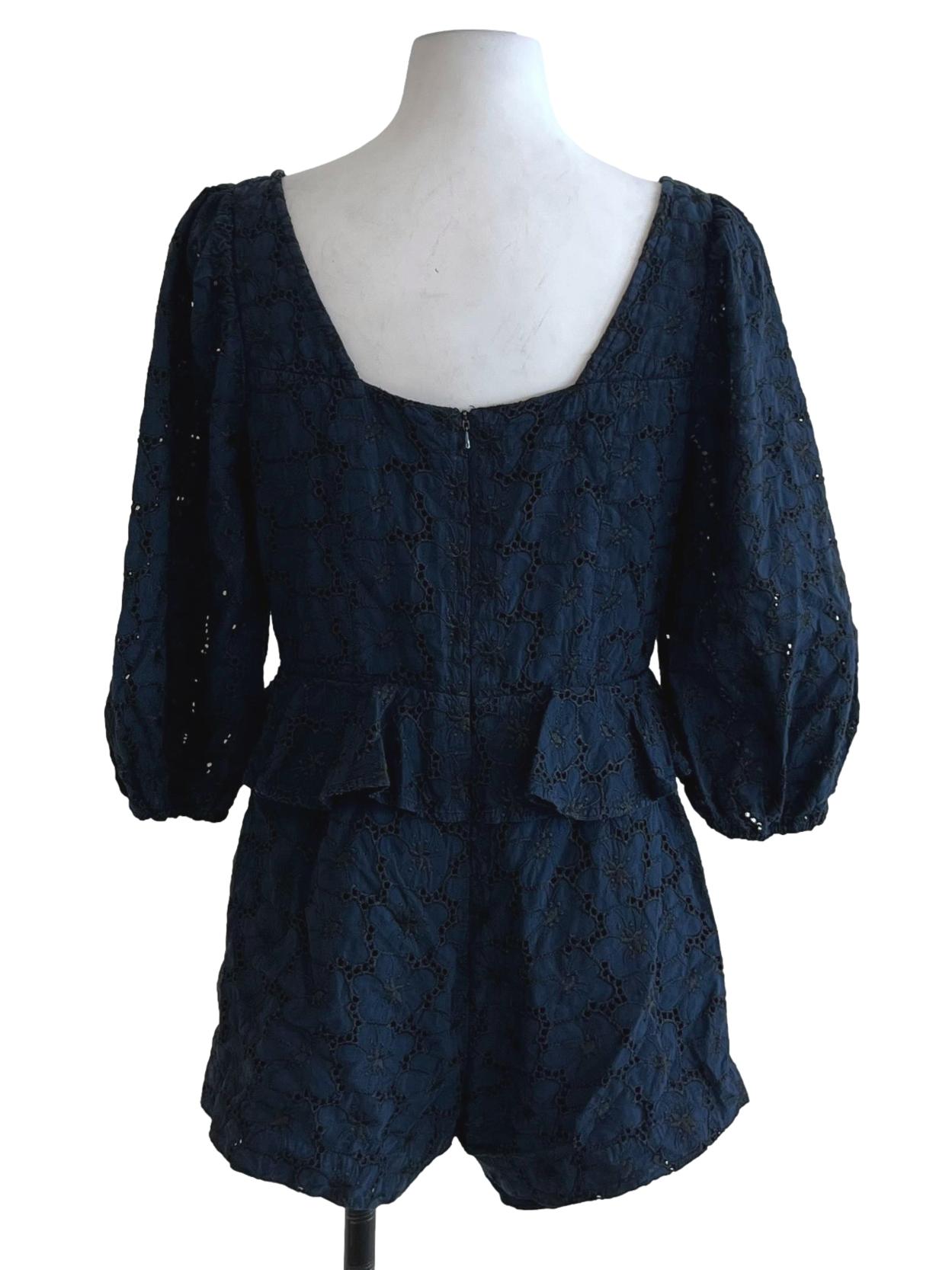Navy Blue Birdseye Romper