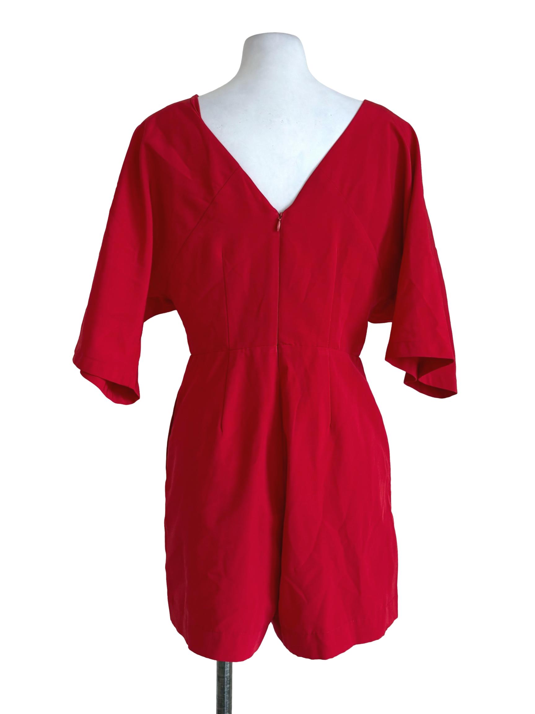 Candy Red Pleated Rompers LB
