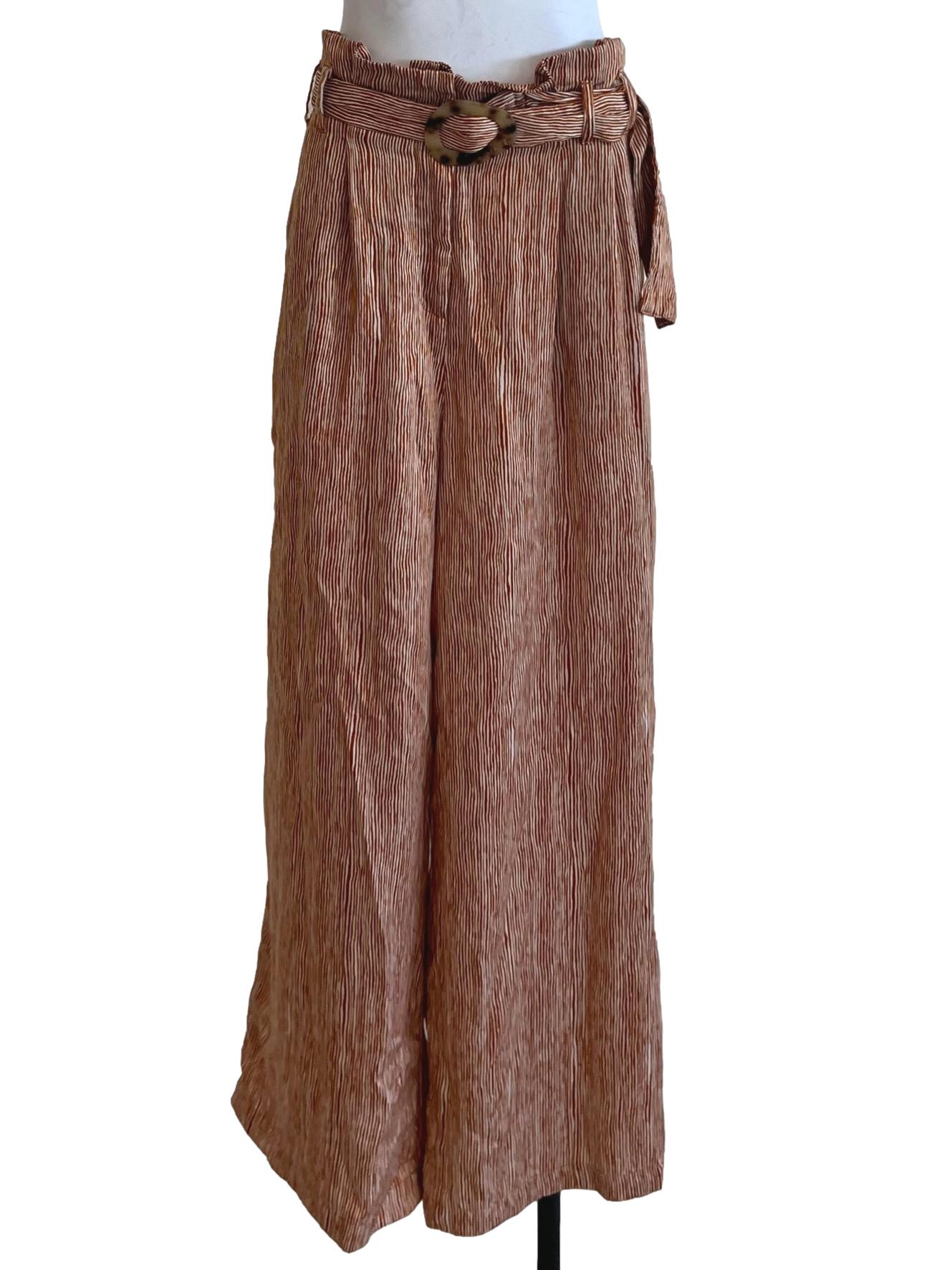 Amber Orange Bengal Stripe Belted Pants
