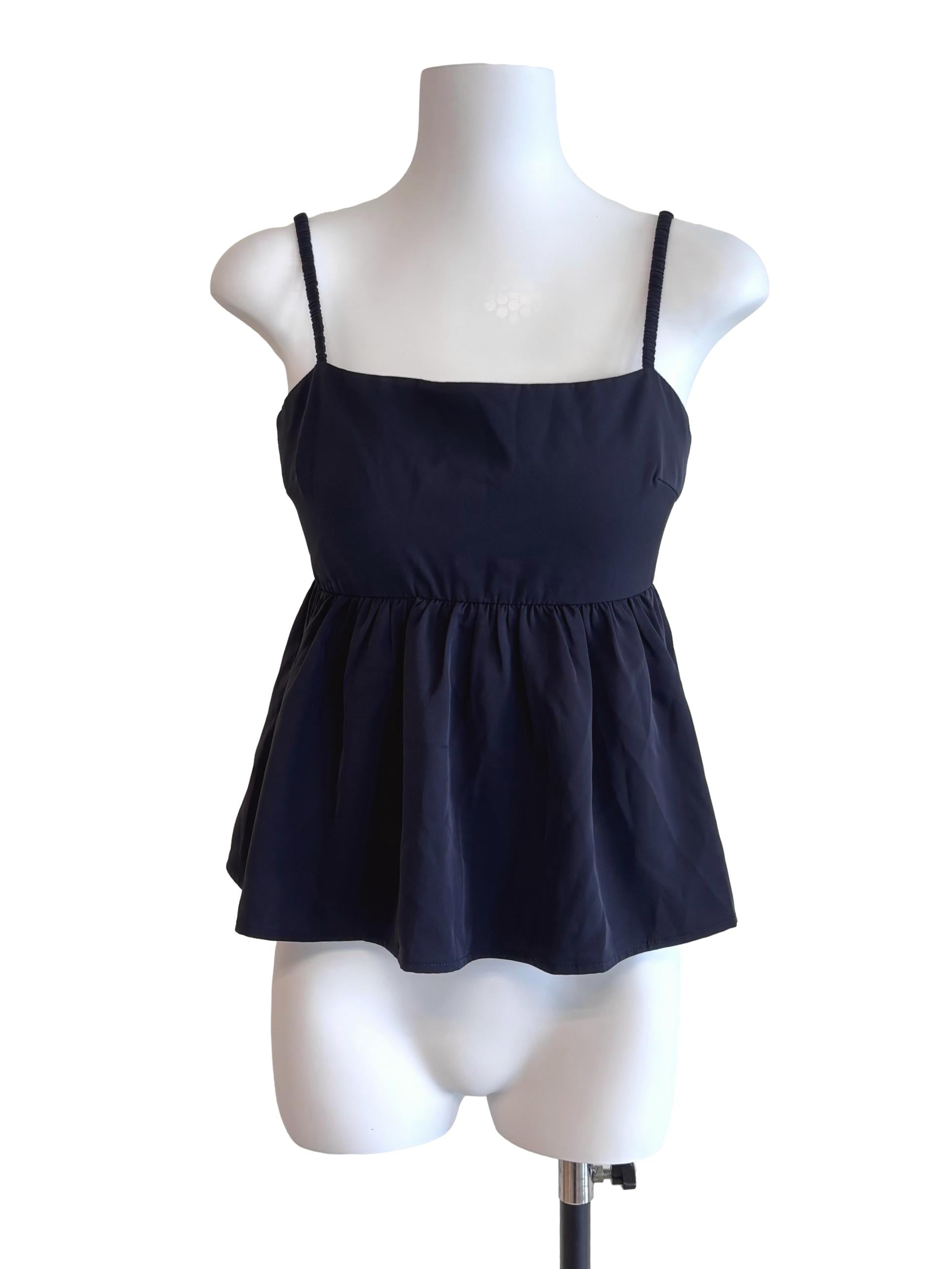 Dark Blue Padded Flare Top