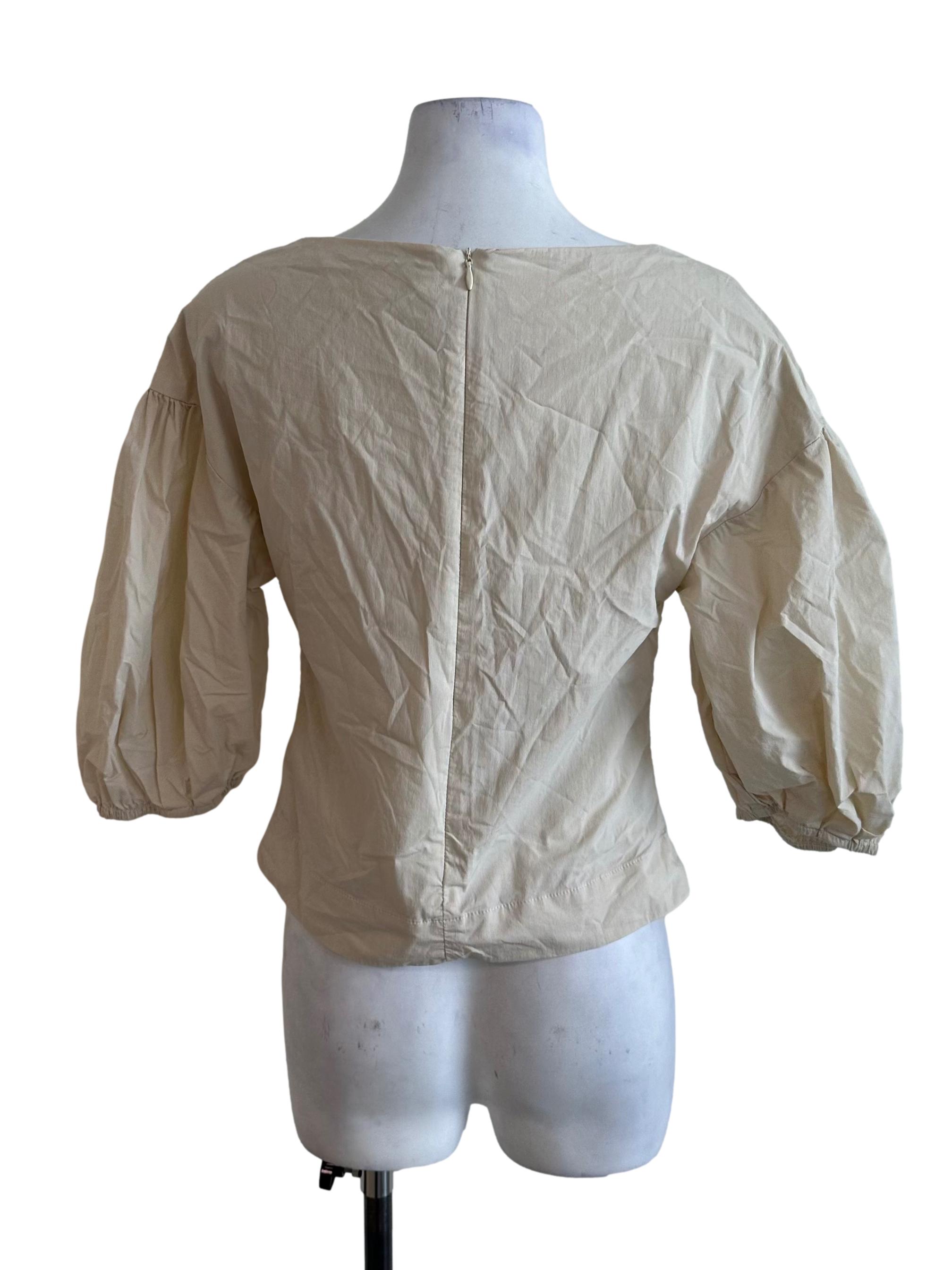 Oat Beige Plain Casual Top