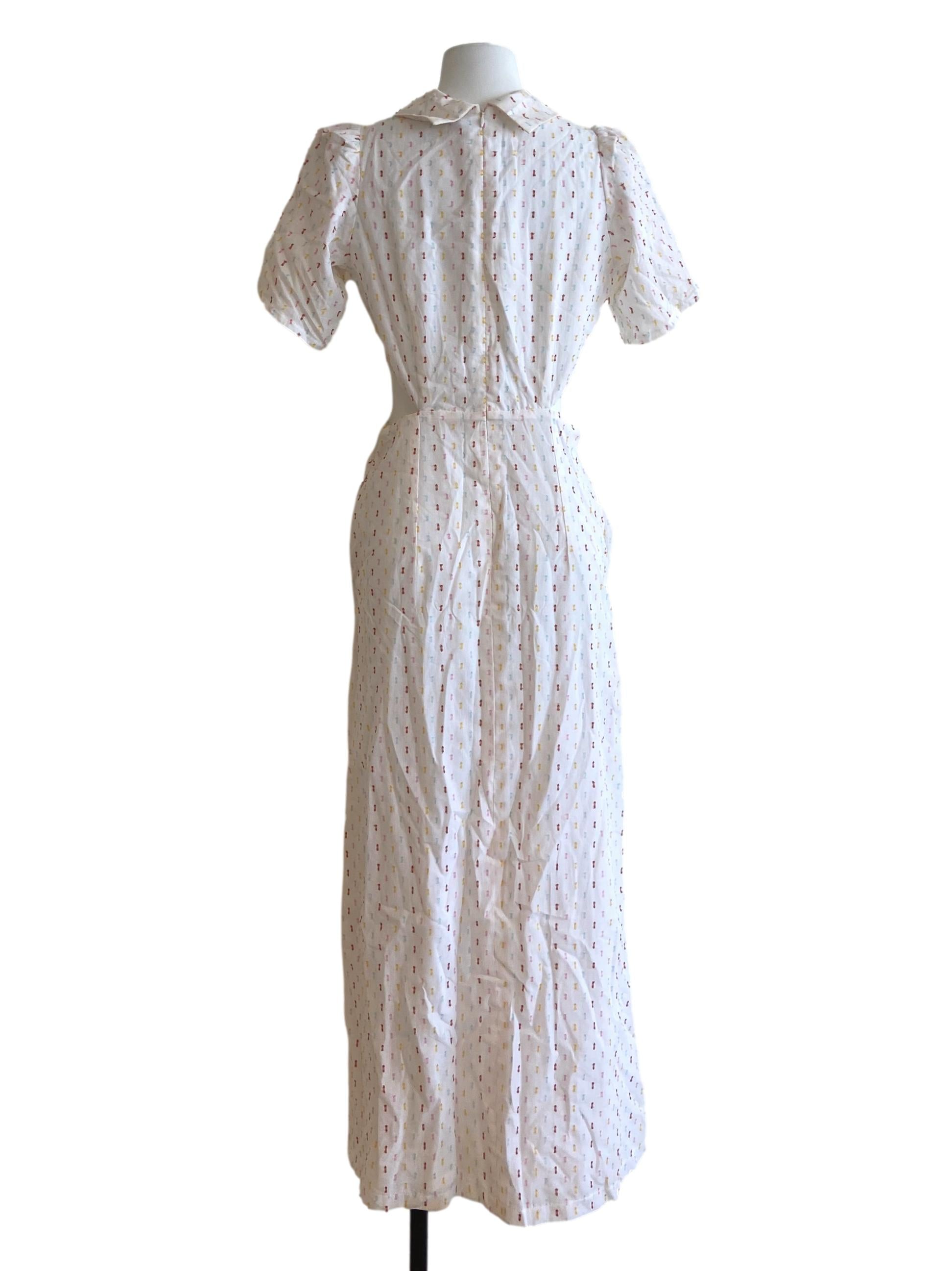 White Multicolour Dot Shirt Dress