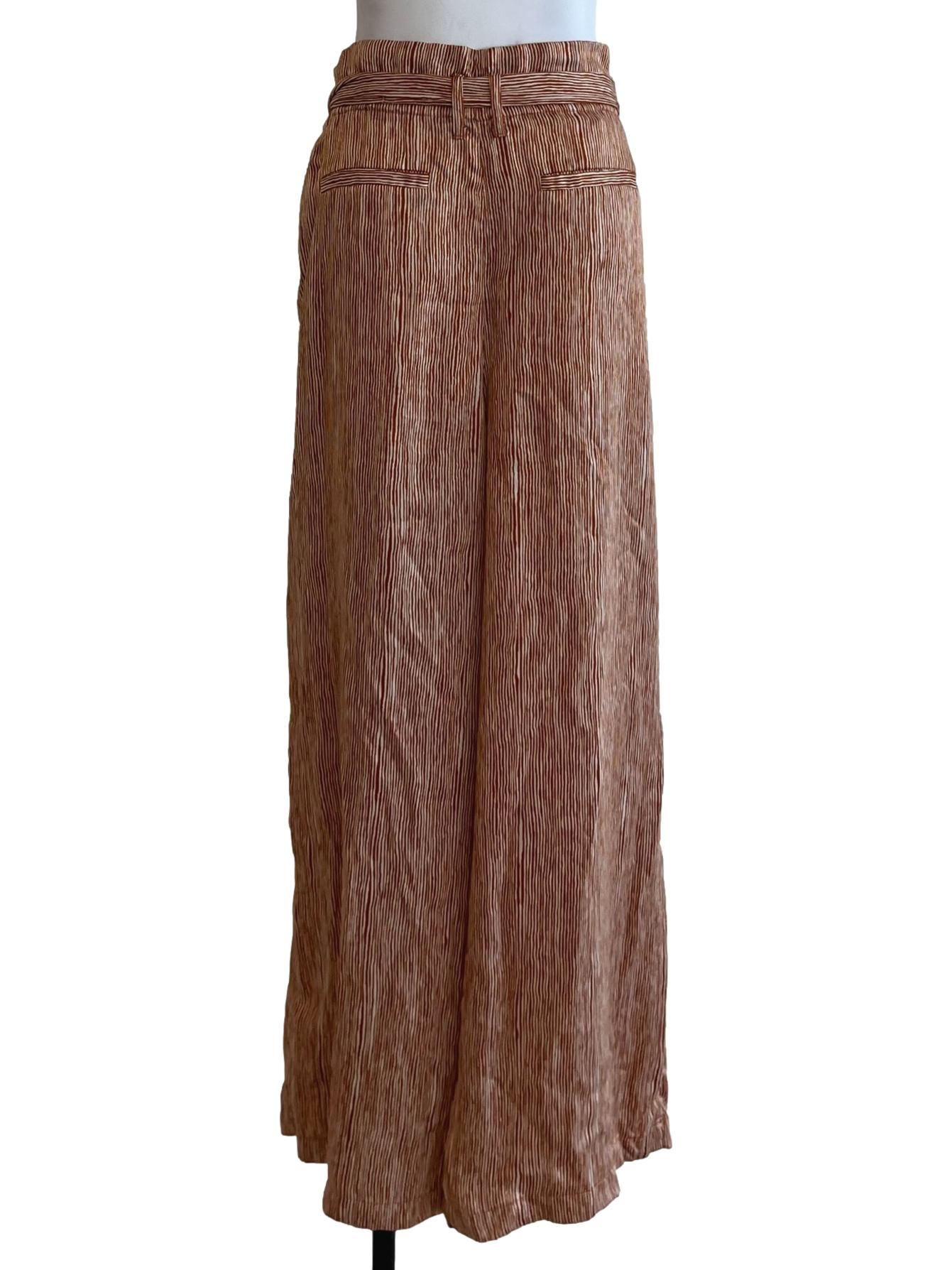 Amber Orange Bengal Stripe Belted Pants