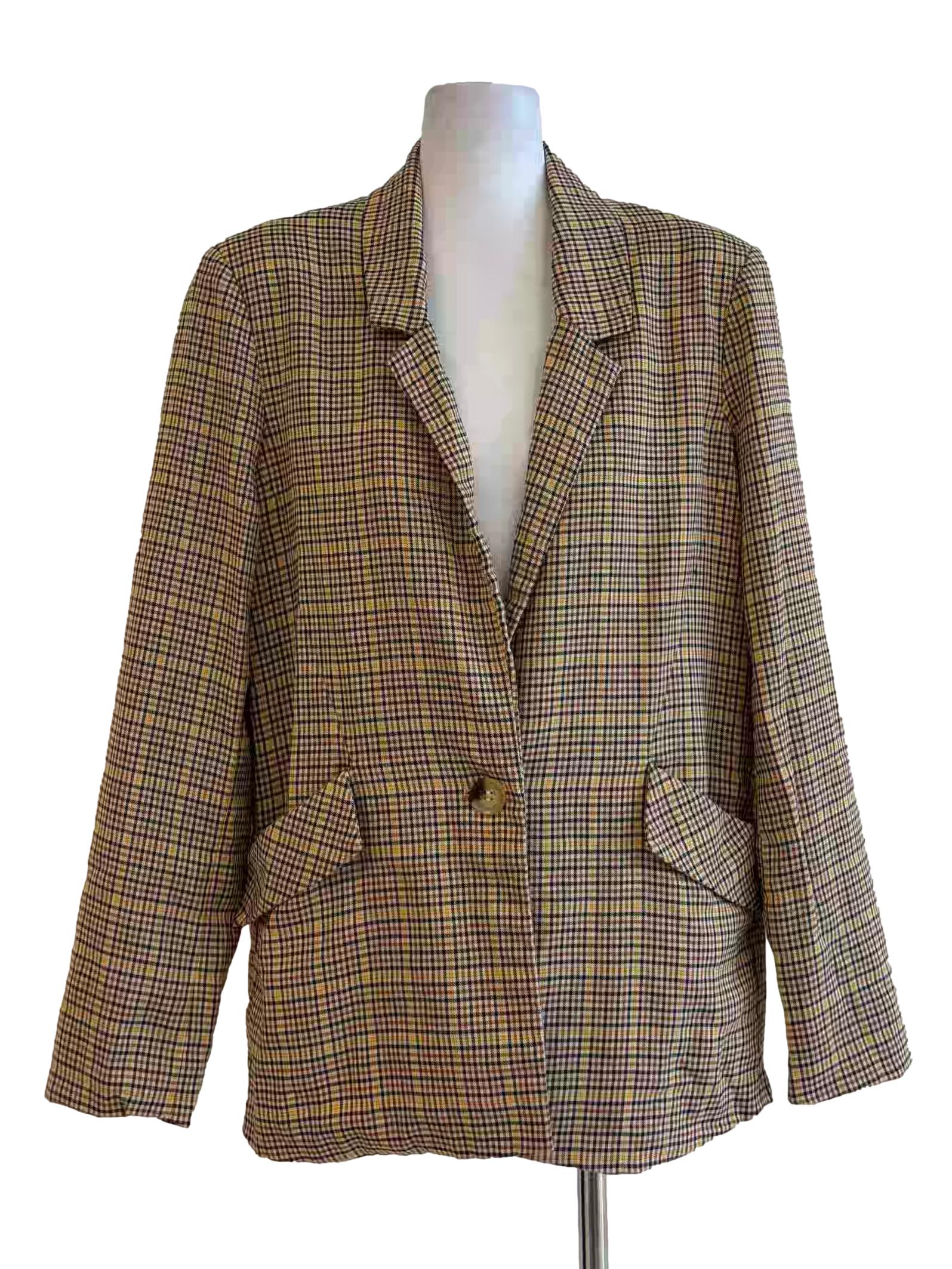 Buff Brown Plaid Blazer