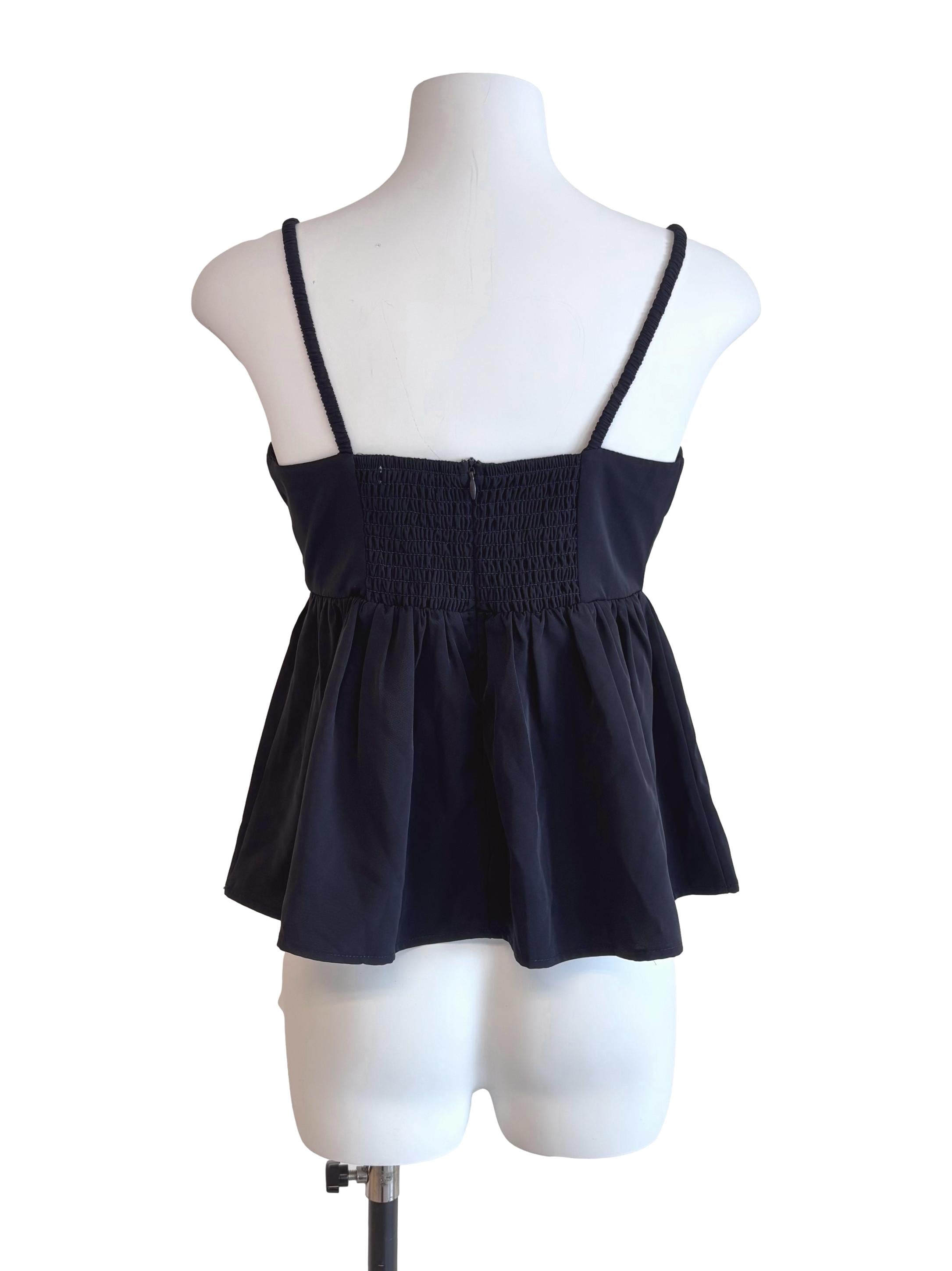 Dark Blue Padded Flare Top
