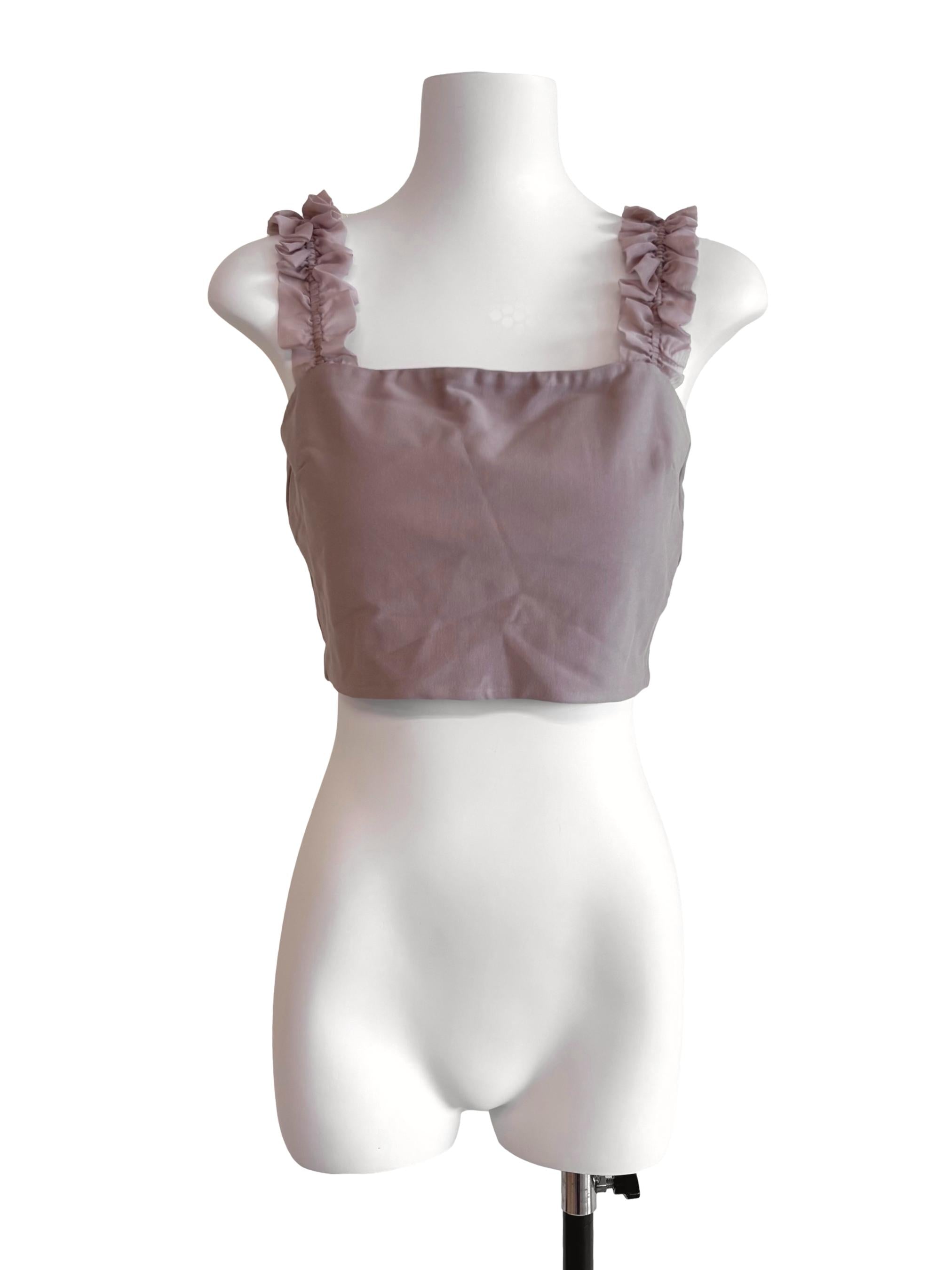 Light Brown Mesh Strap Crop Top