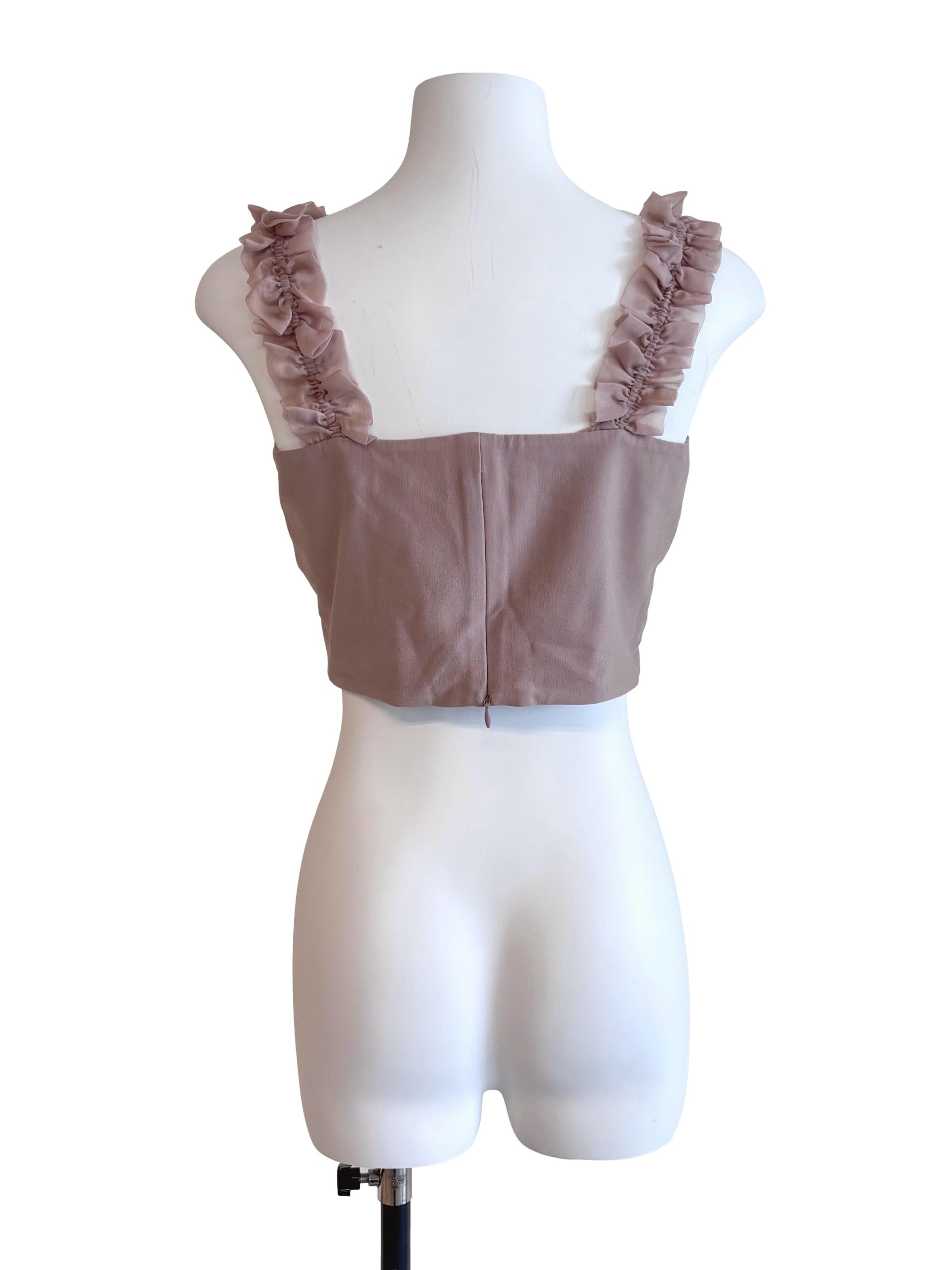 Light Brown Mesh Strap Crop Top