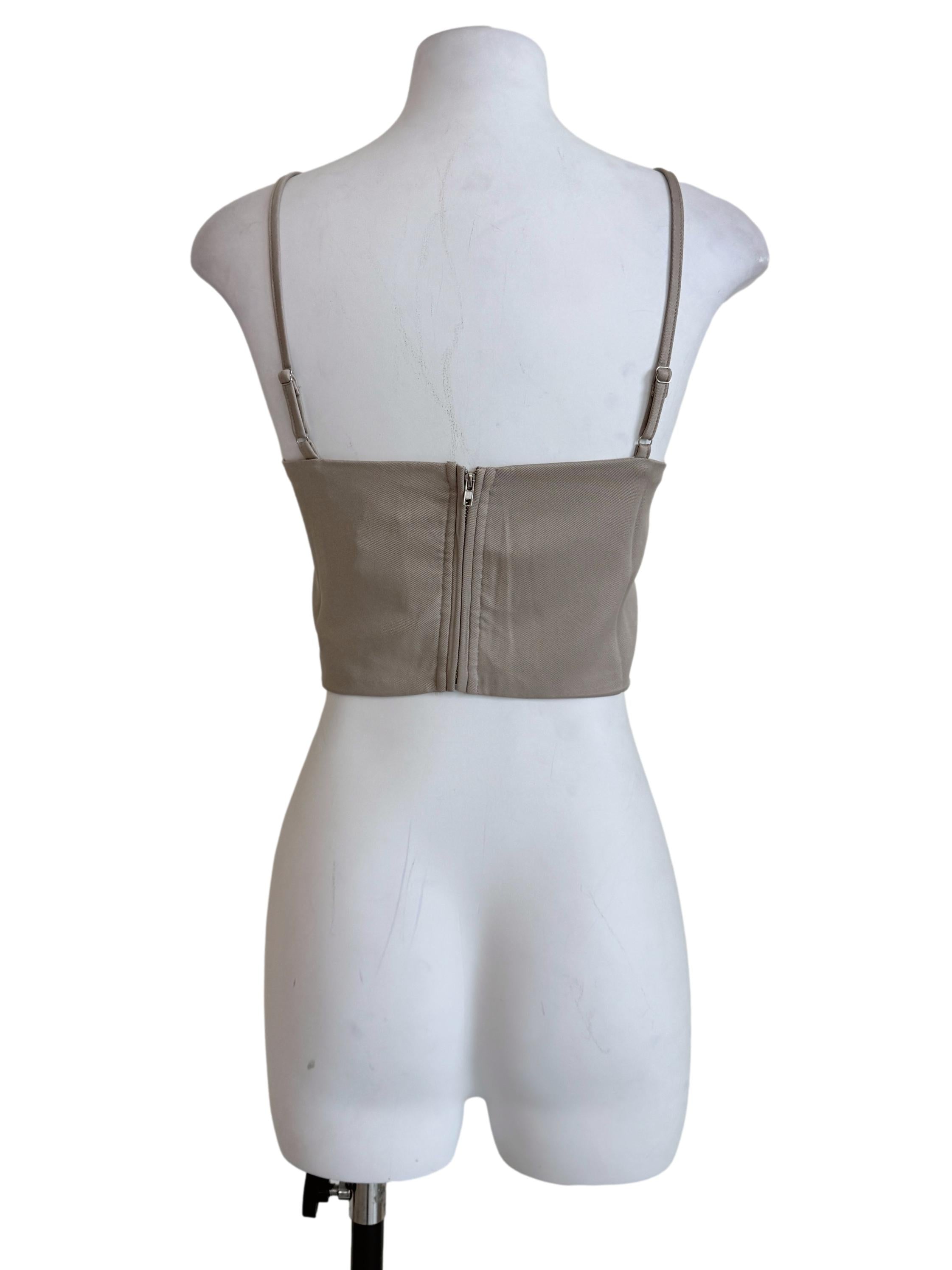Brown Luisa Ruched Crop Spag Top
