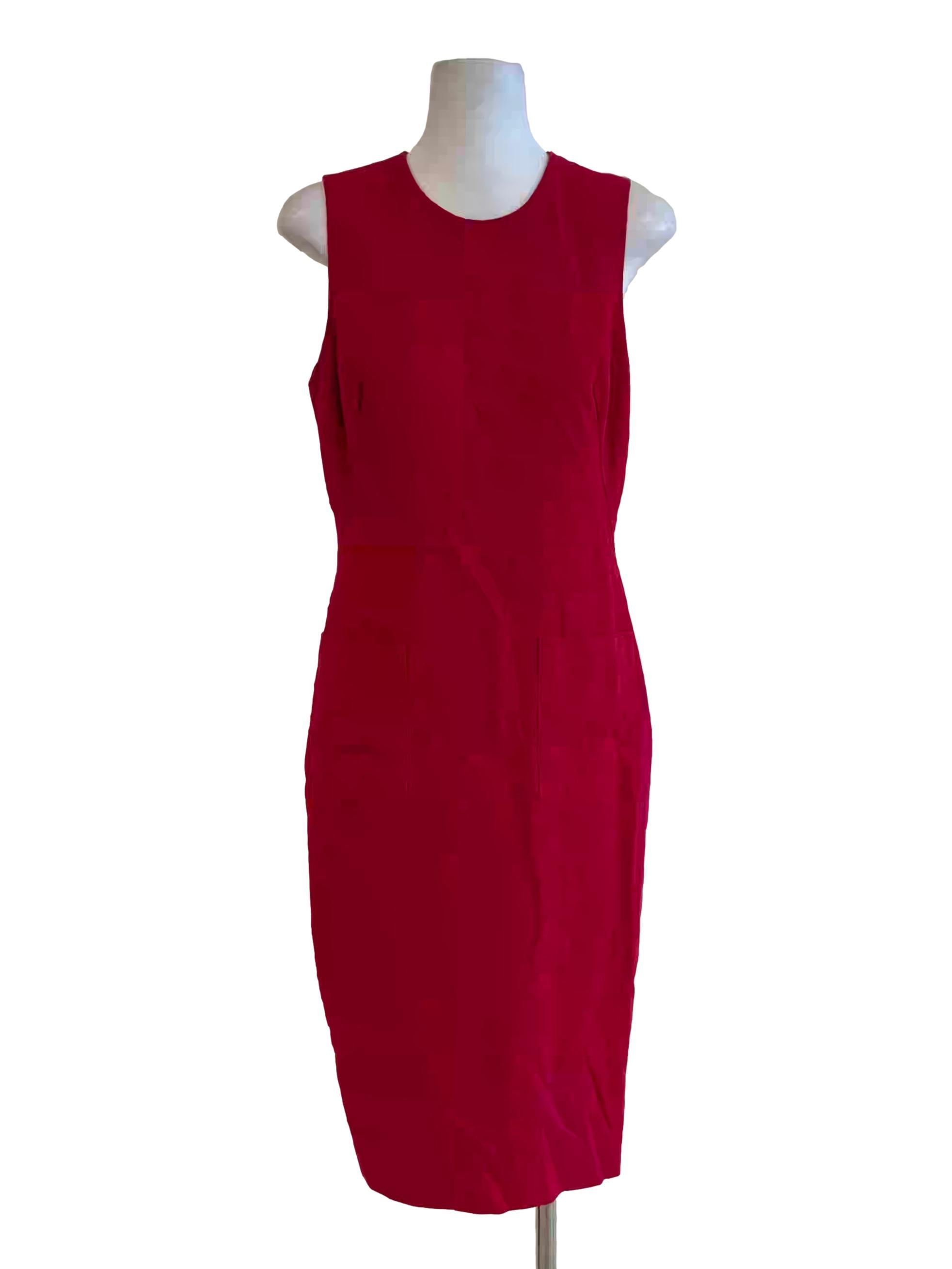 Cherry Red Sleeveless Pencil Dress