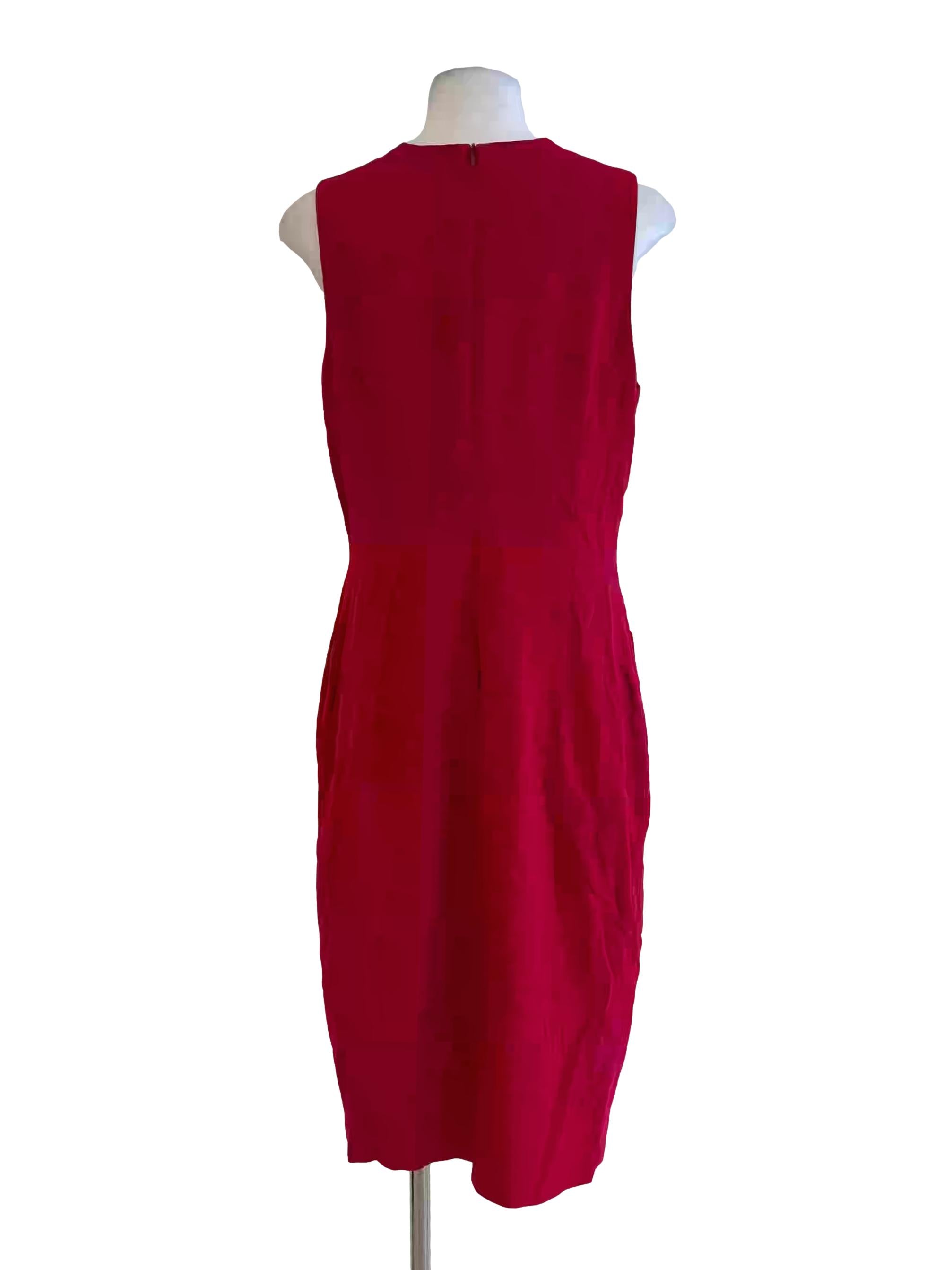 Cherry Red Sleeveless Pencil Dress