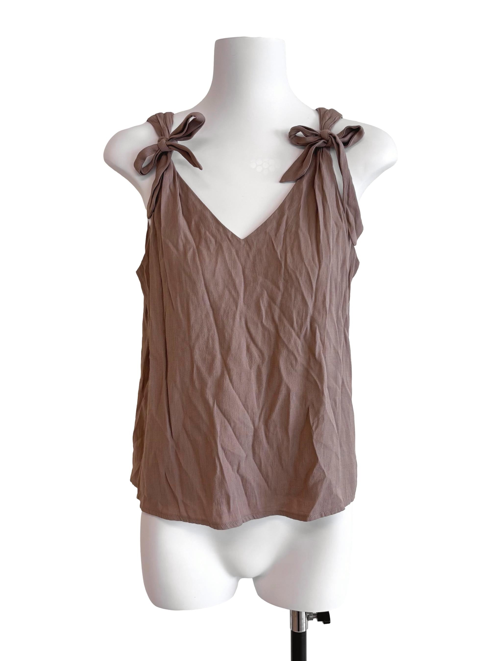 Tawny Brown Tie Strap Top TCL
