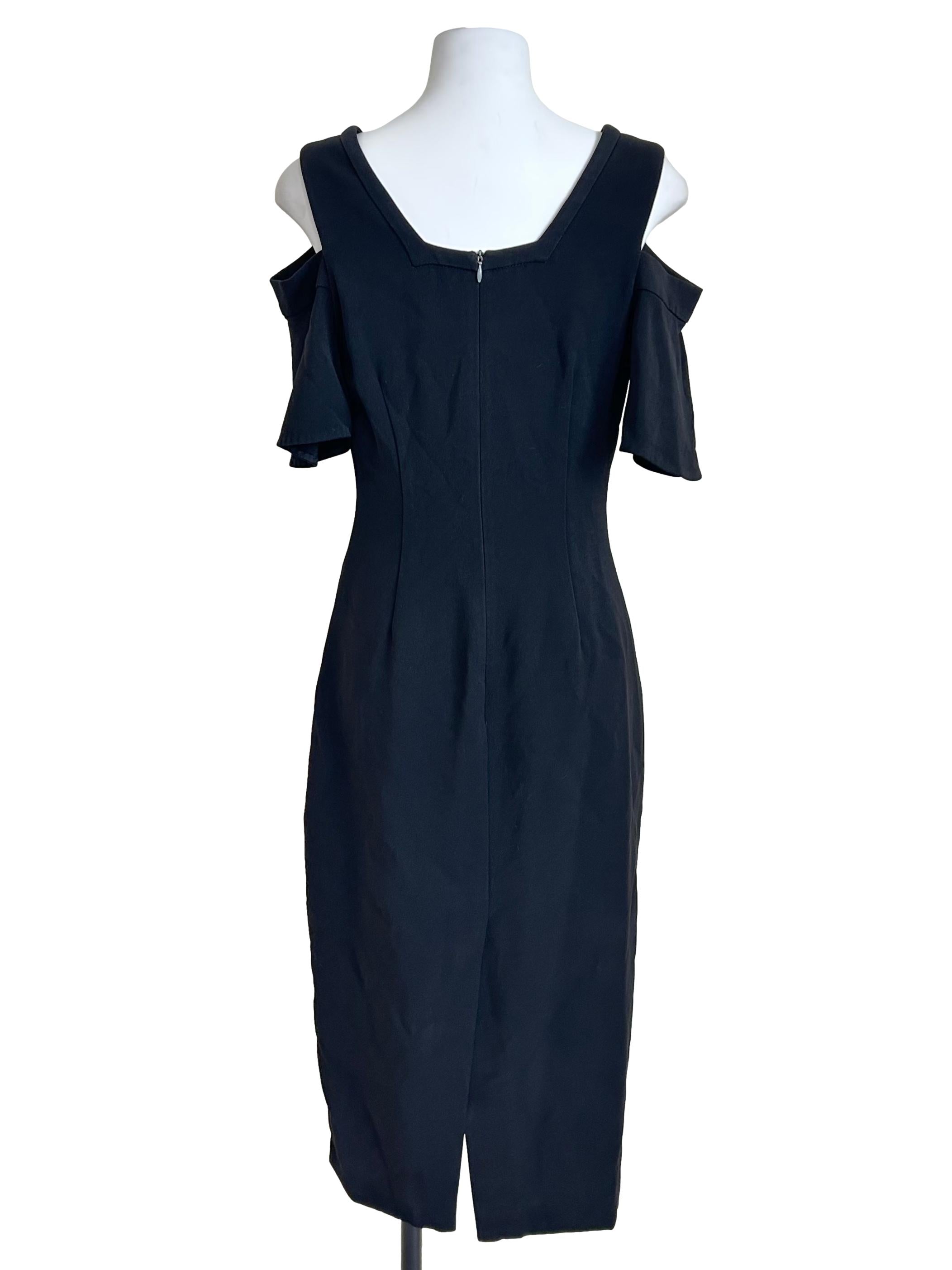 Black Cold Shoulder Midi Dress