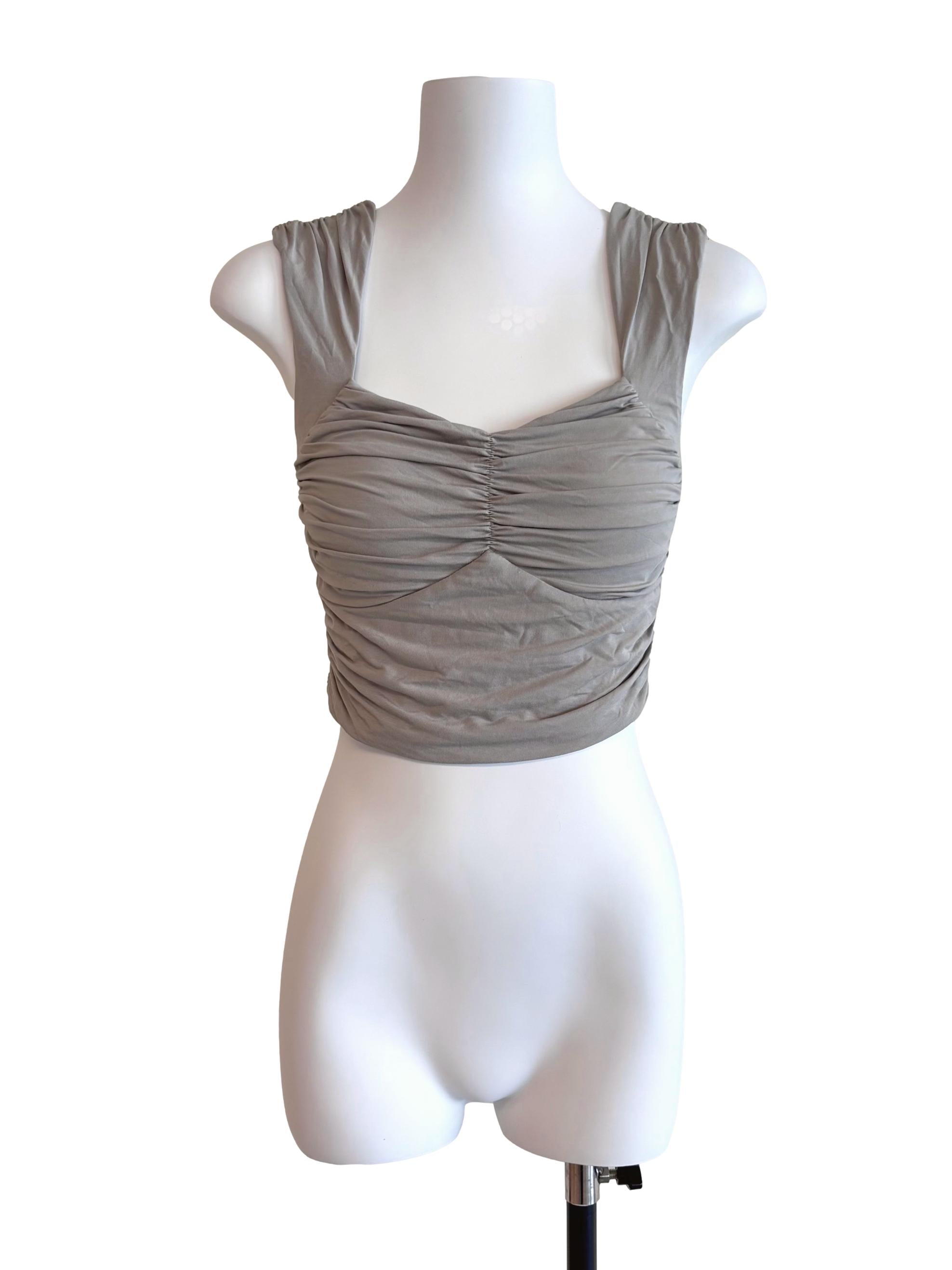 Cloud Grey Queen Anne Crop Top