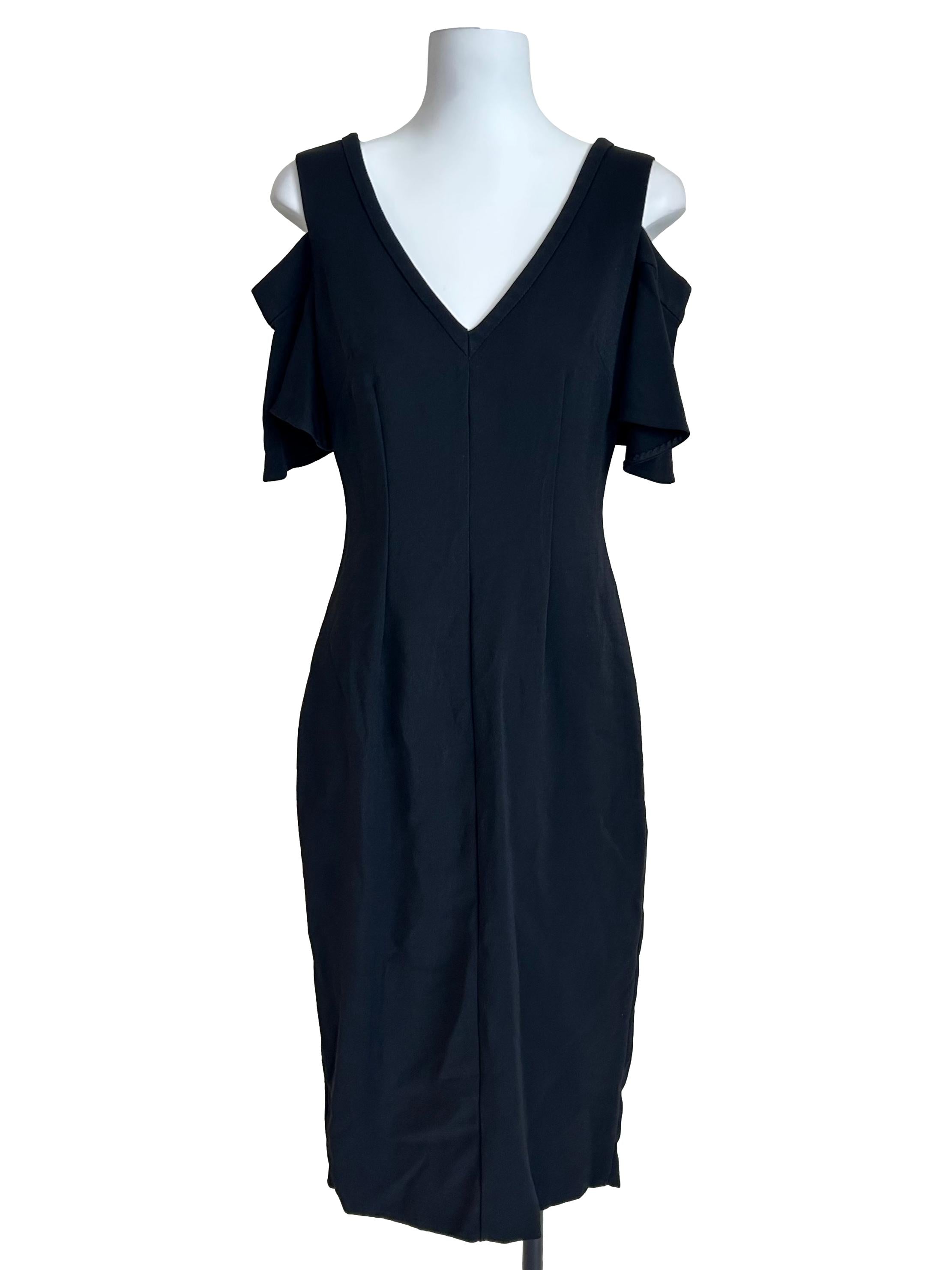 Black Cold Shoulder Midi Dress