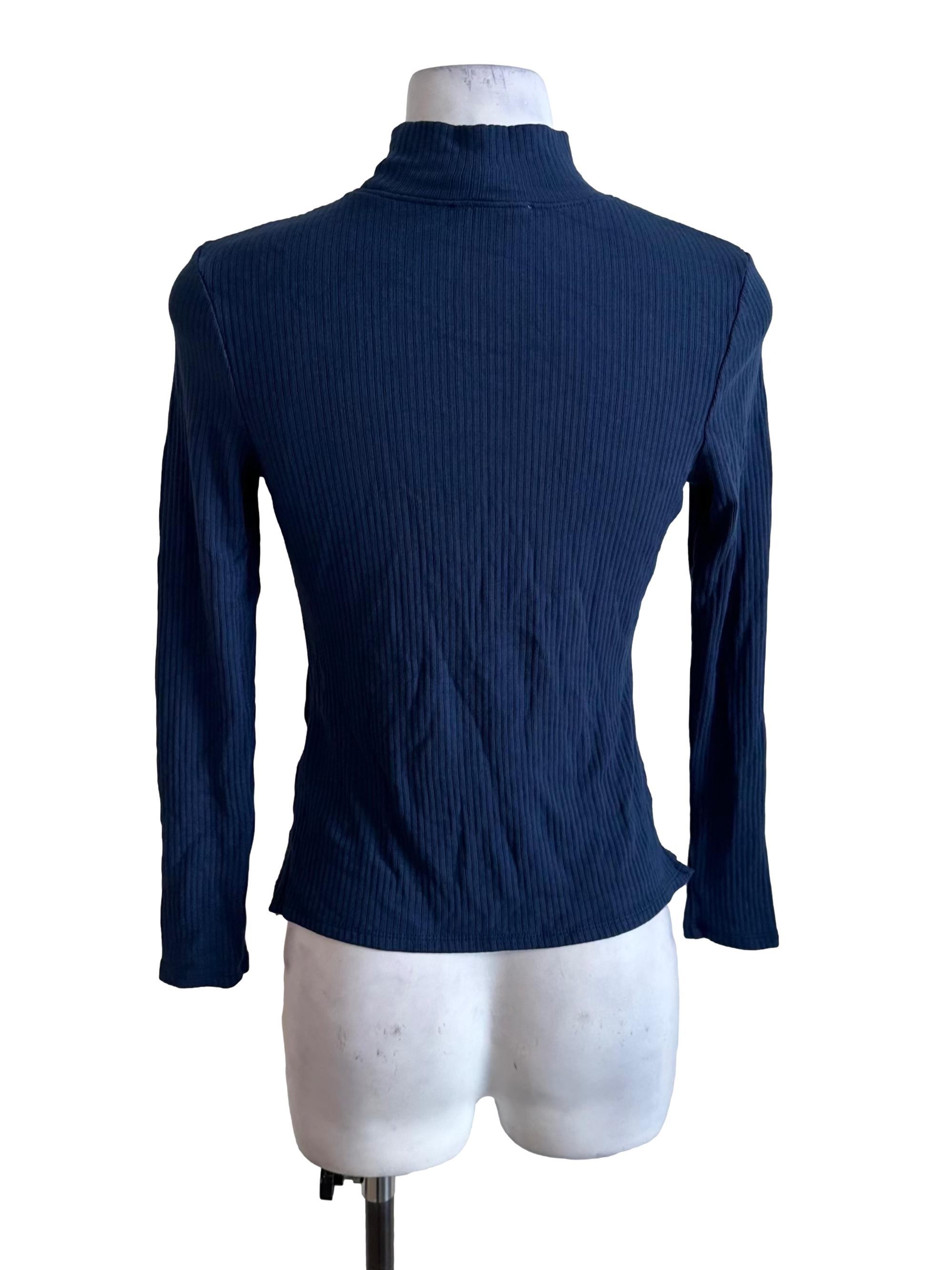 Navy Blue High Neck Knit Top LB