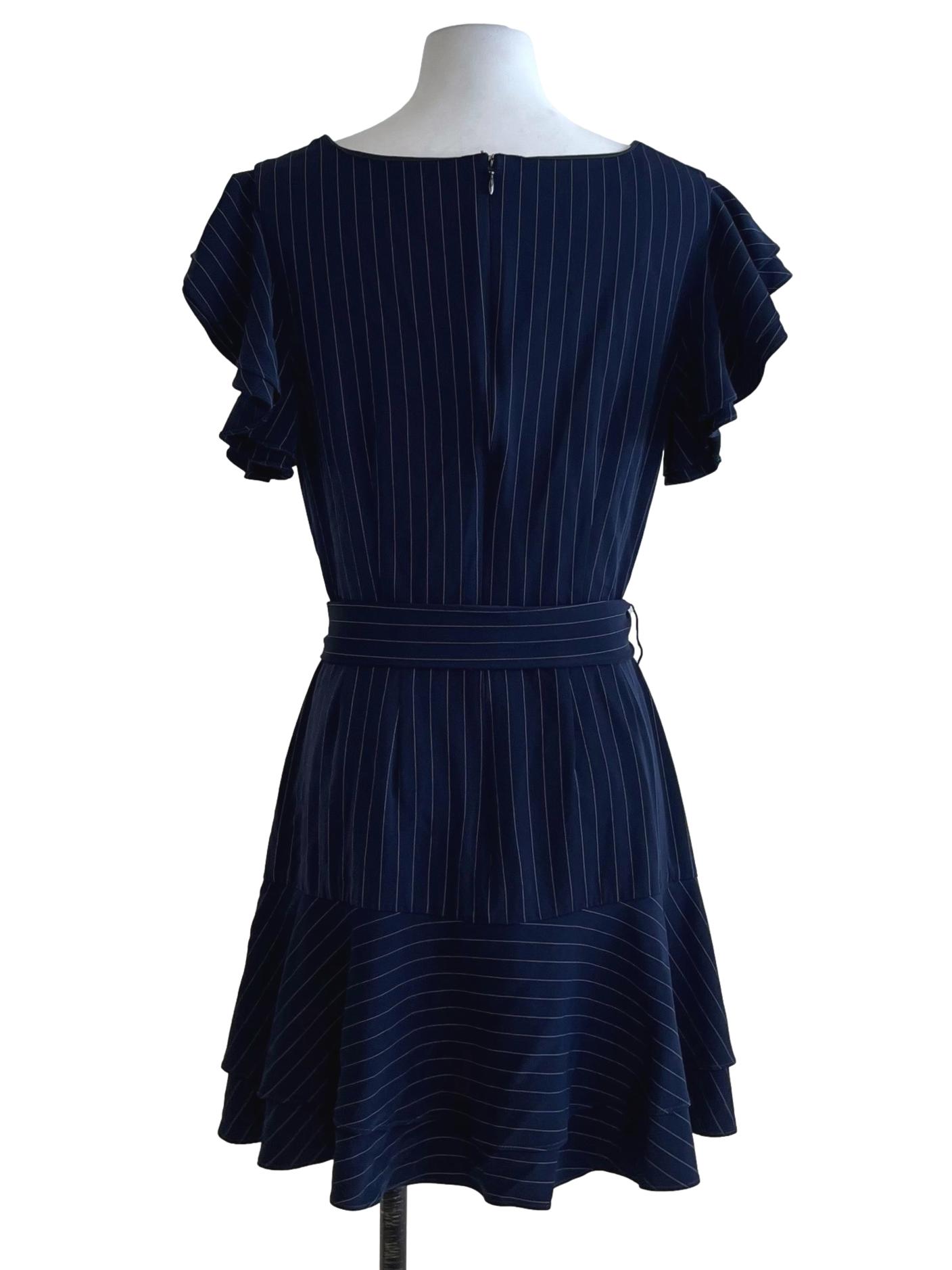 Navy Blue V-Neckline Empire Dress