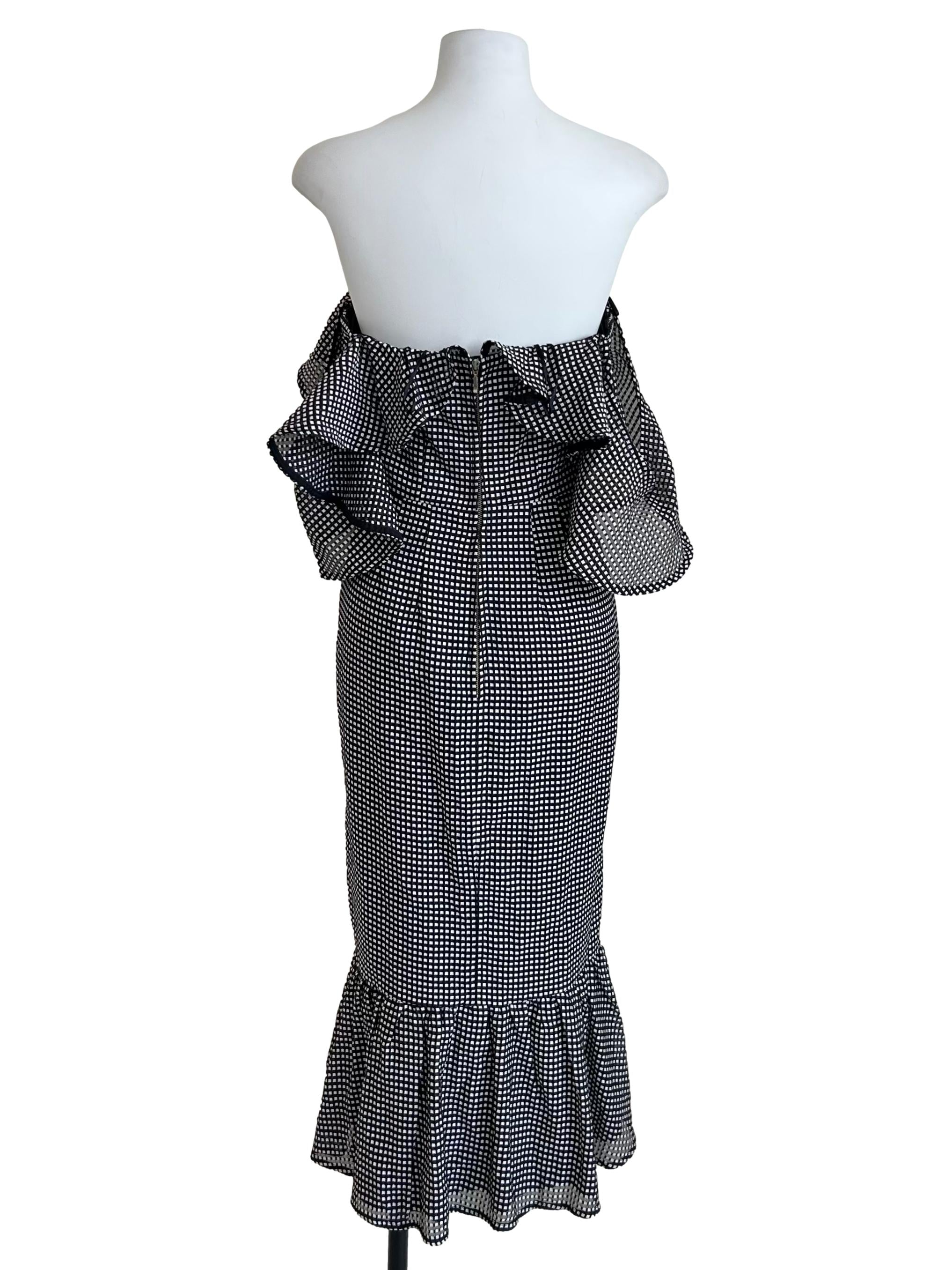 Black & White Gingham Off-Shoulder Dress