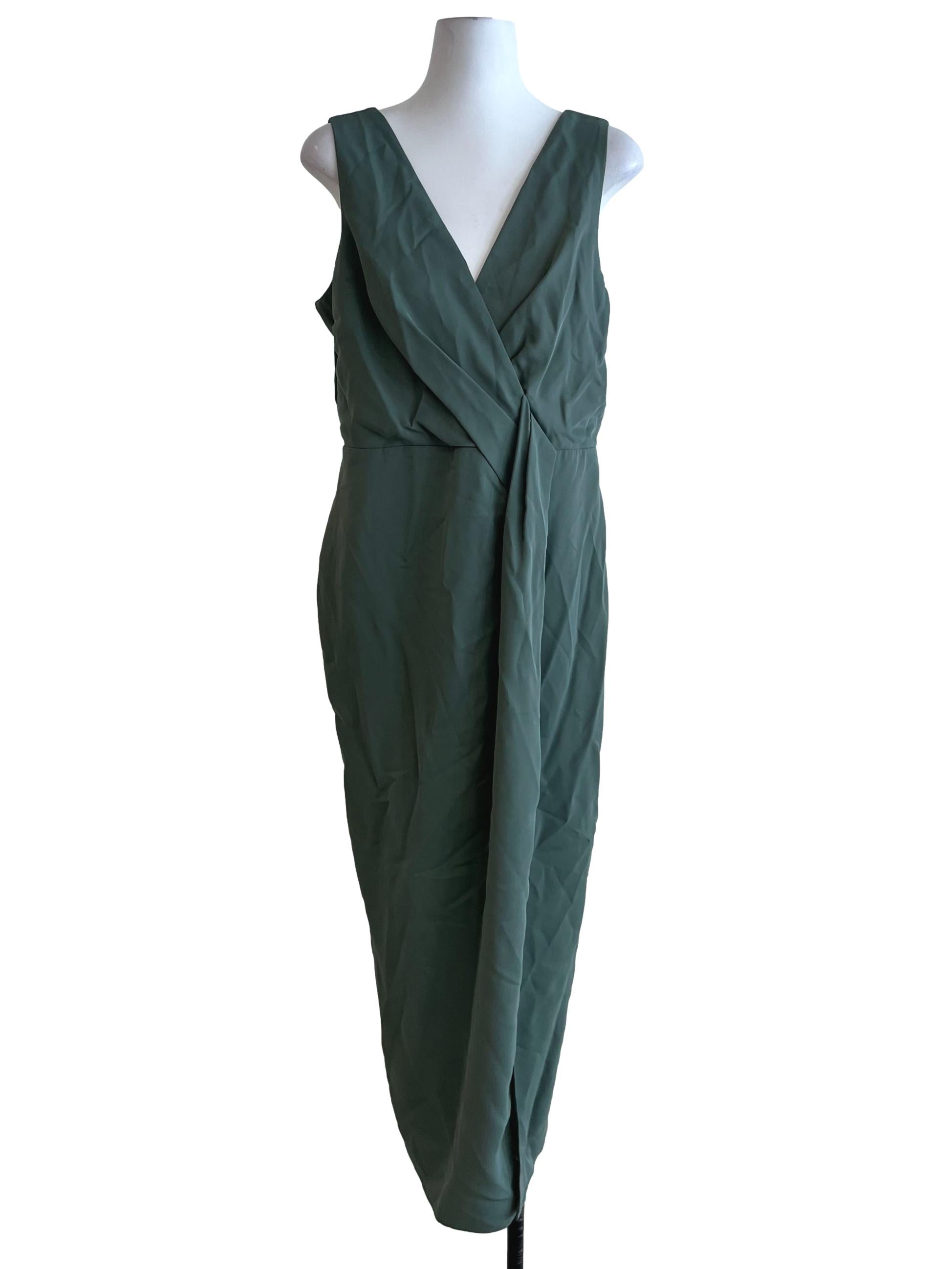 Sage Green V-Neckline Babydoll Dress