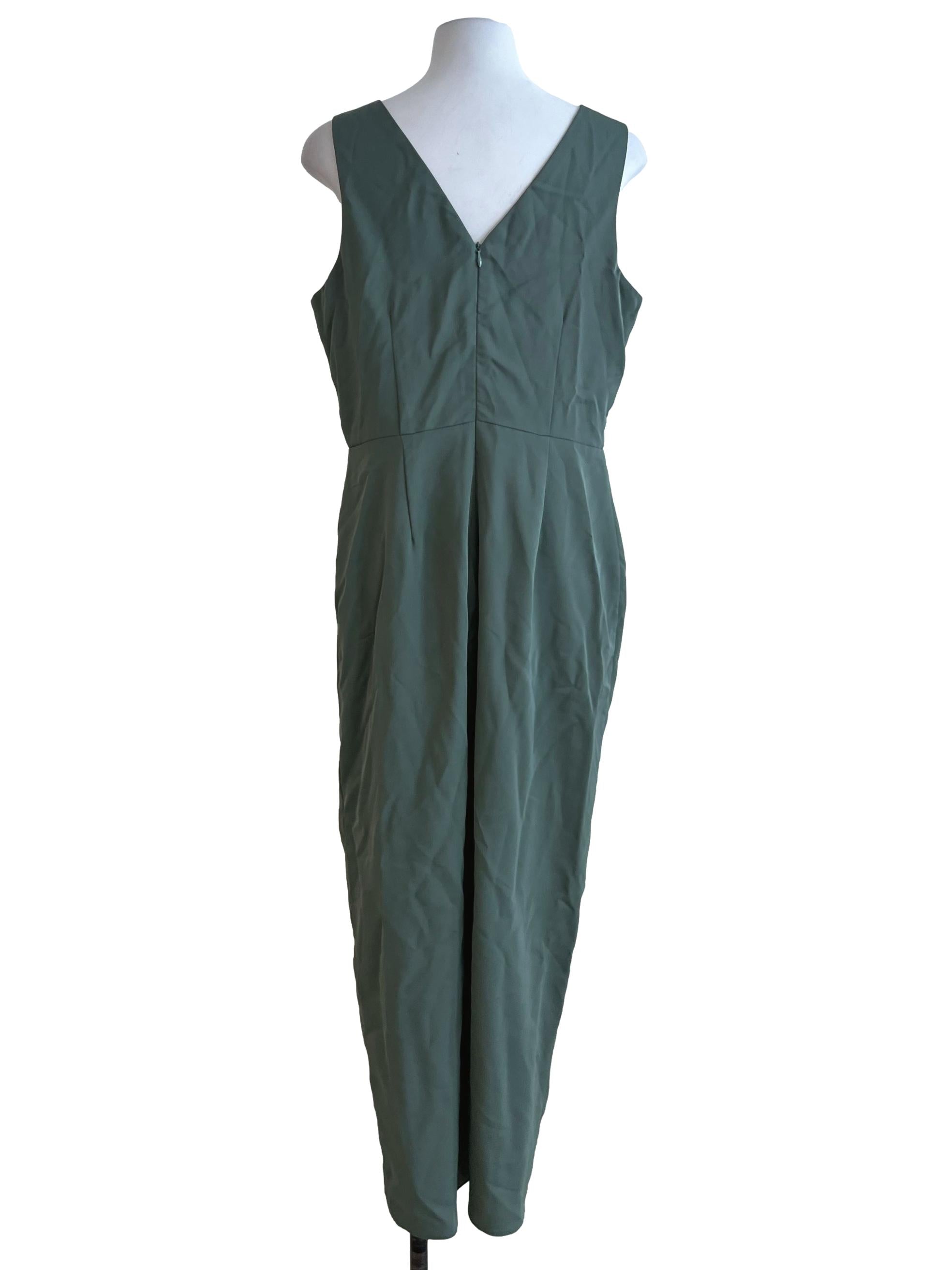 Sage Green V-Neckline Babydoll Dress