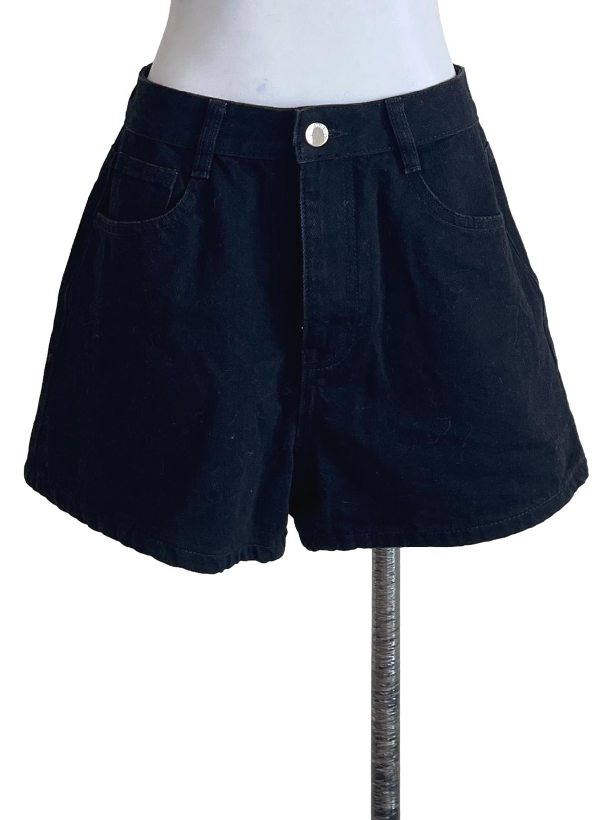 Ink Black Boyfriend Denim Shorts