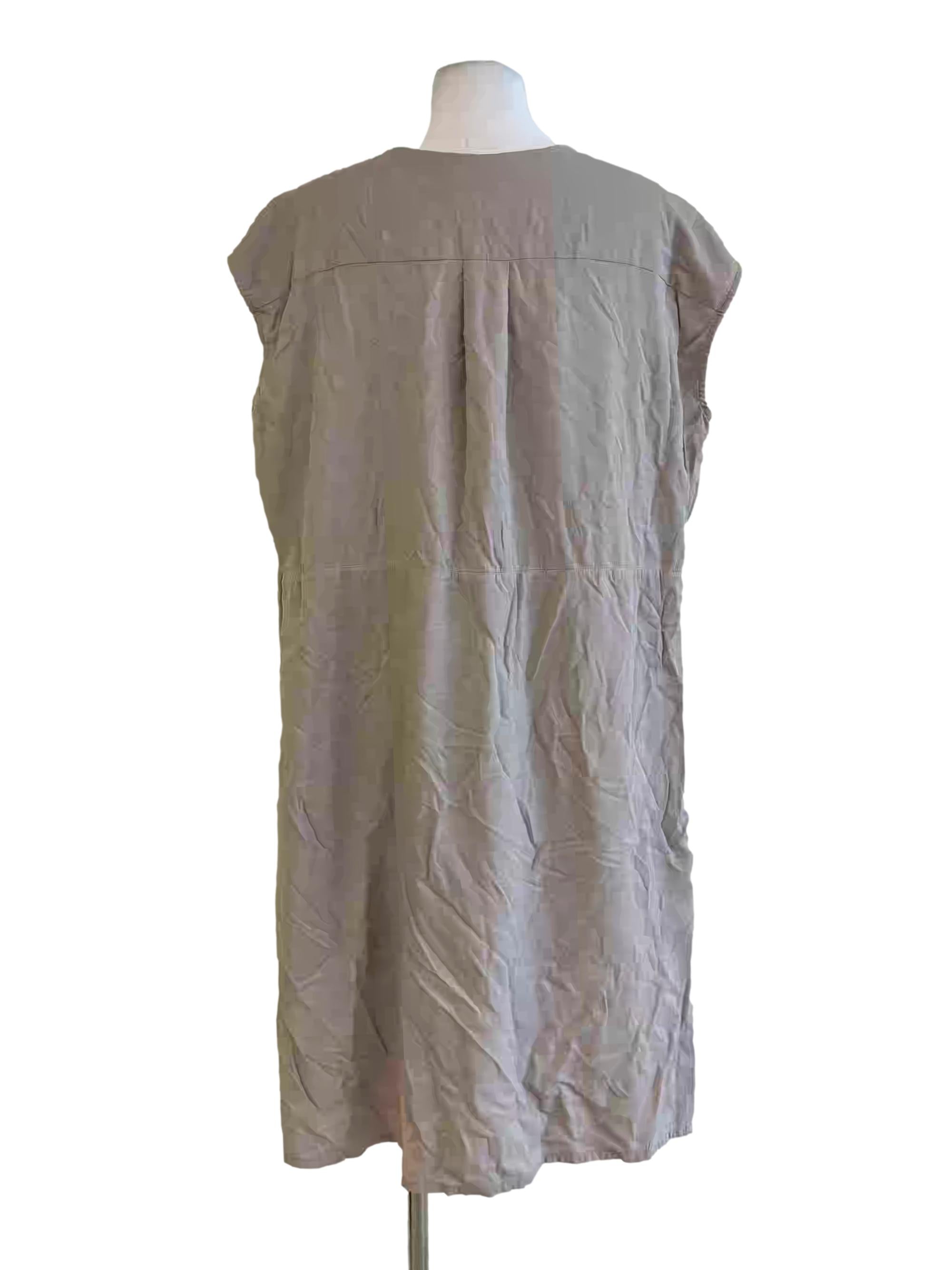 Bone Sleeveless Cotton Dress
