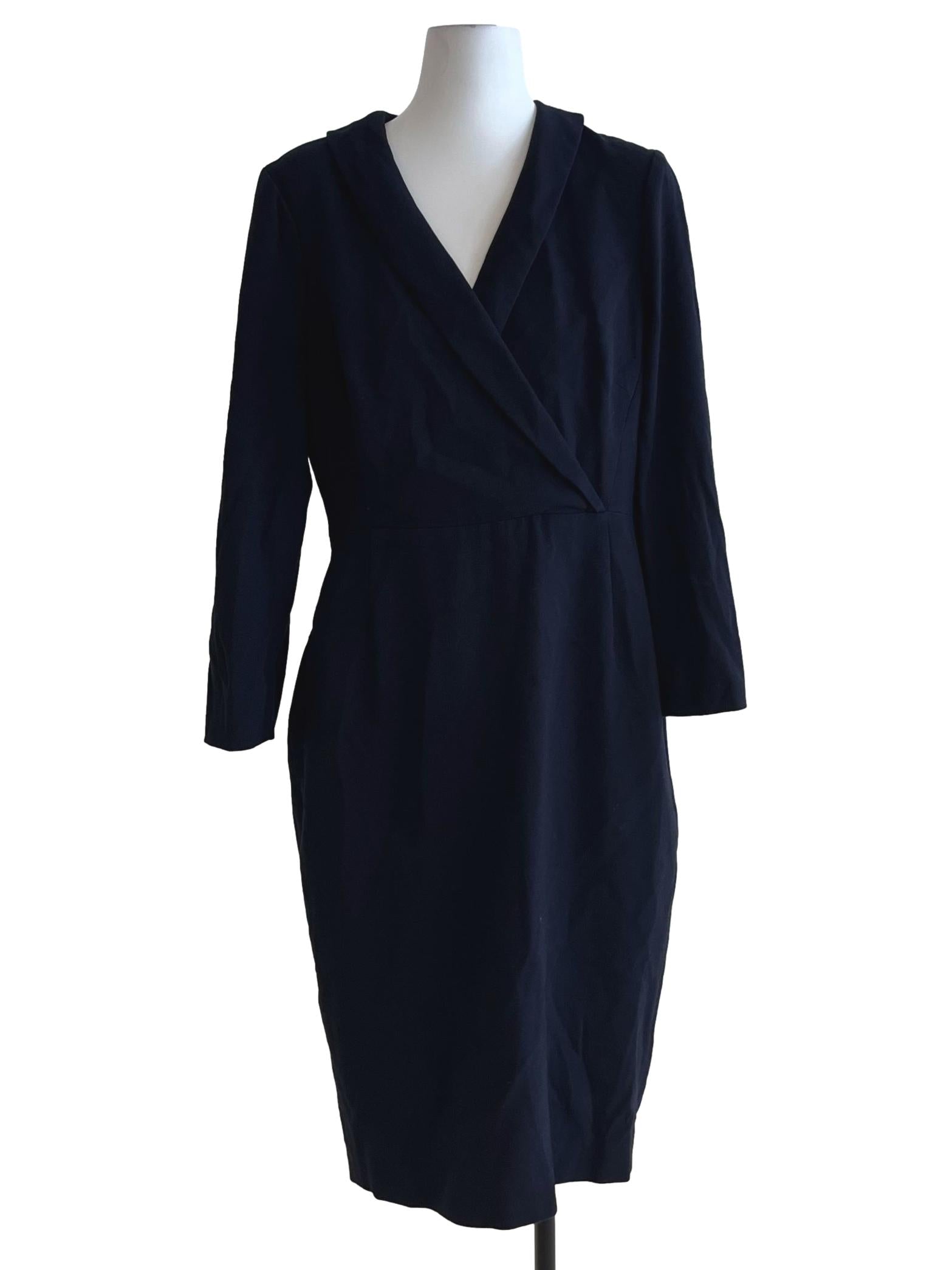 Navy Blue Wing Collar Empire Dress