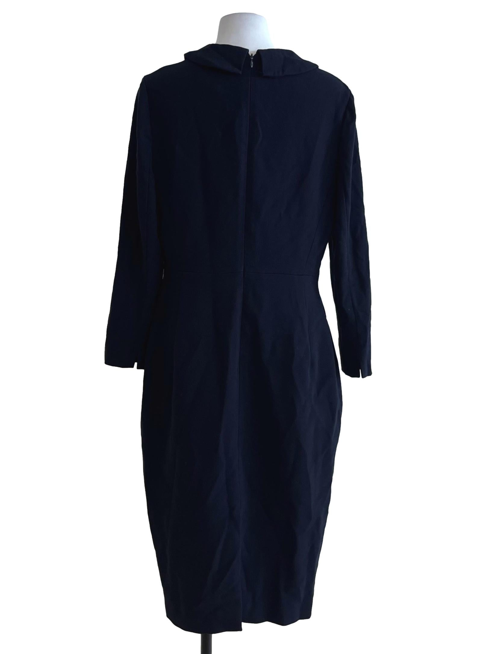 Navy Blue Wing Collar Empire Dress