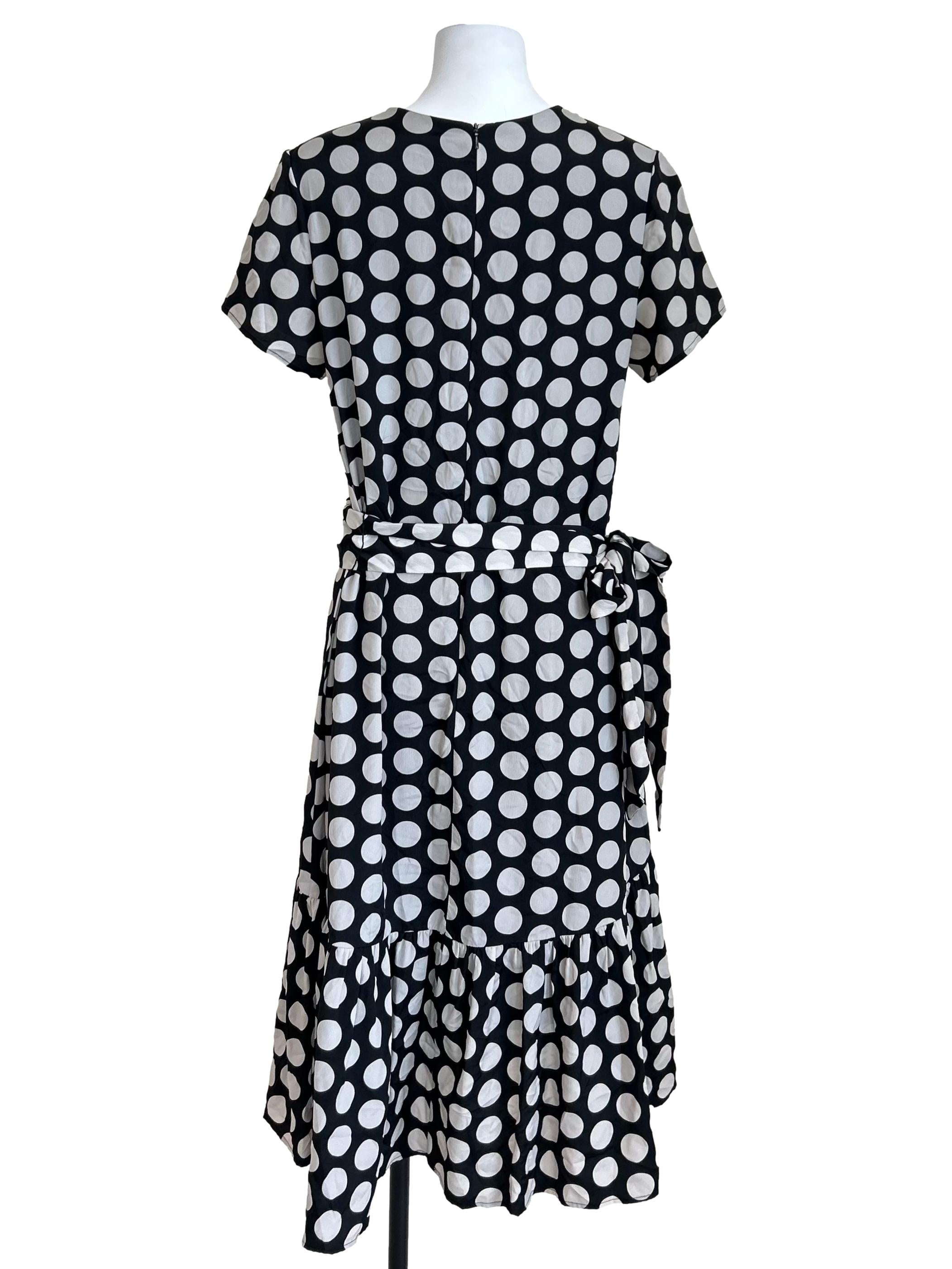Black & White Polka Dot Tie-Waist Dress