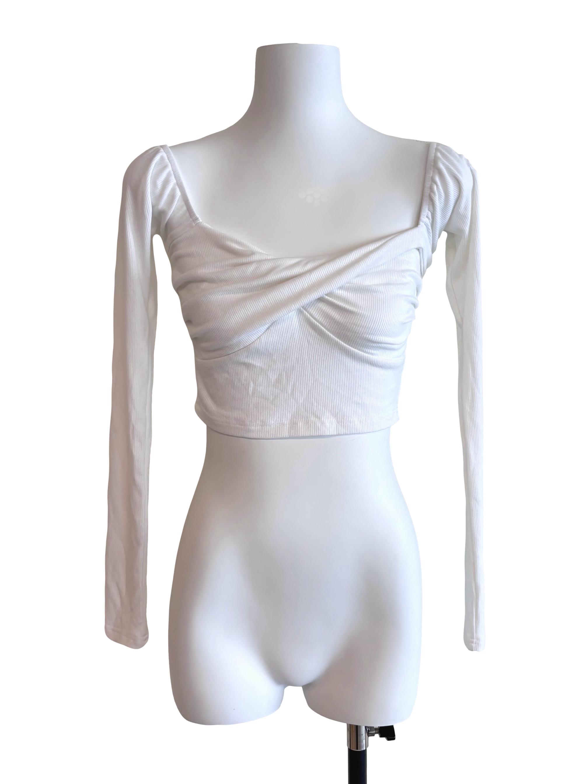 Daisy White Long Sleeve Twist Front Top