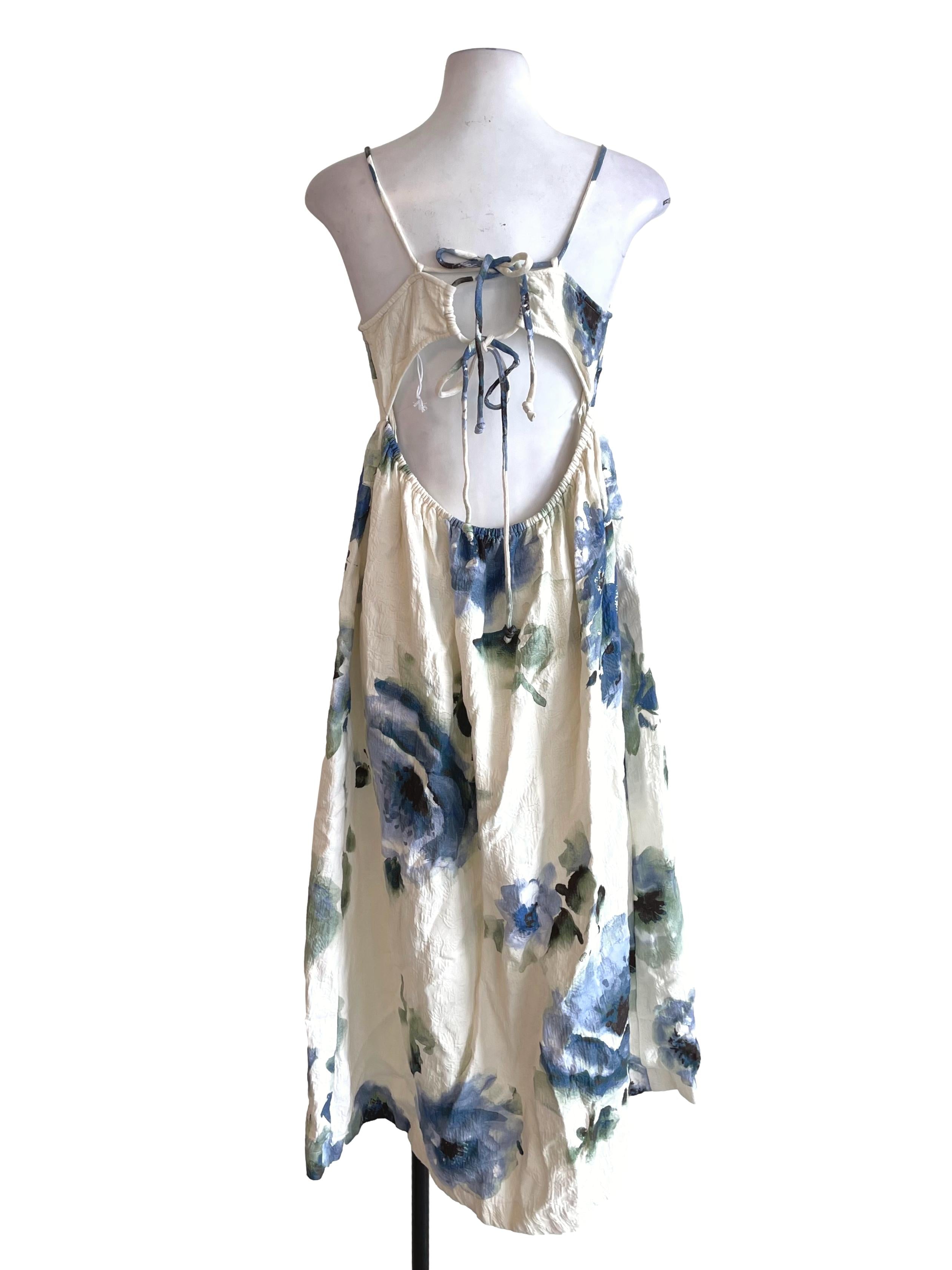 Off White Floral Open Back Jumper Dress