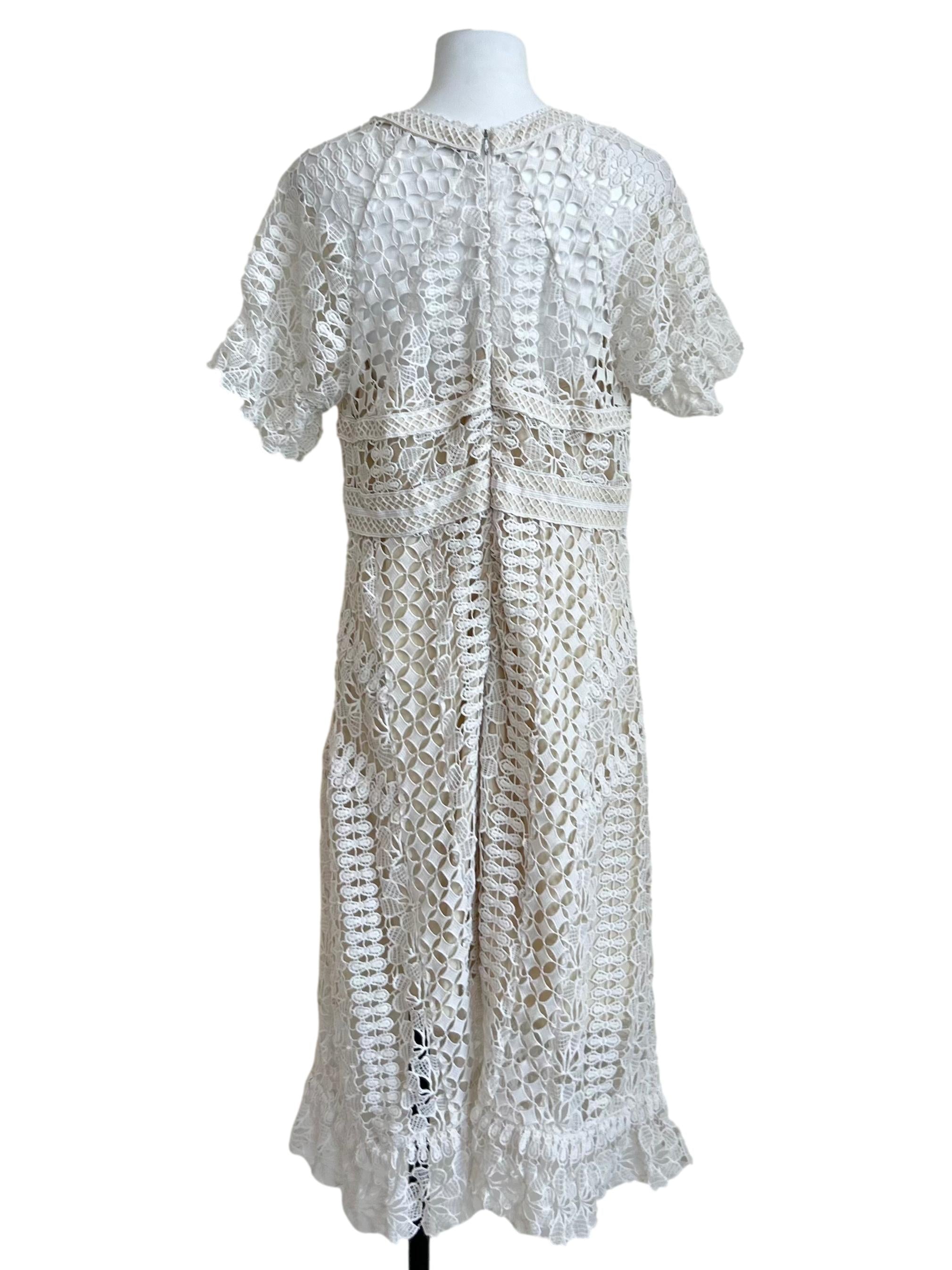 White Intricate Geometric Lace Dress