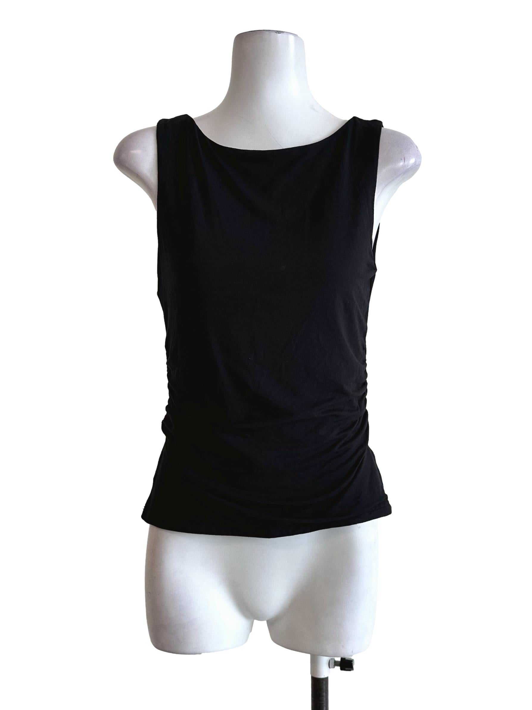 Black Bateau Neck Sleeveless Top TTR