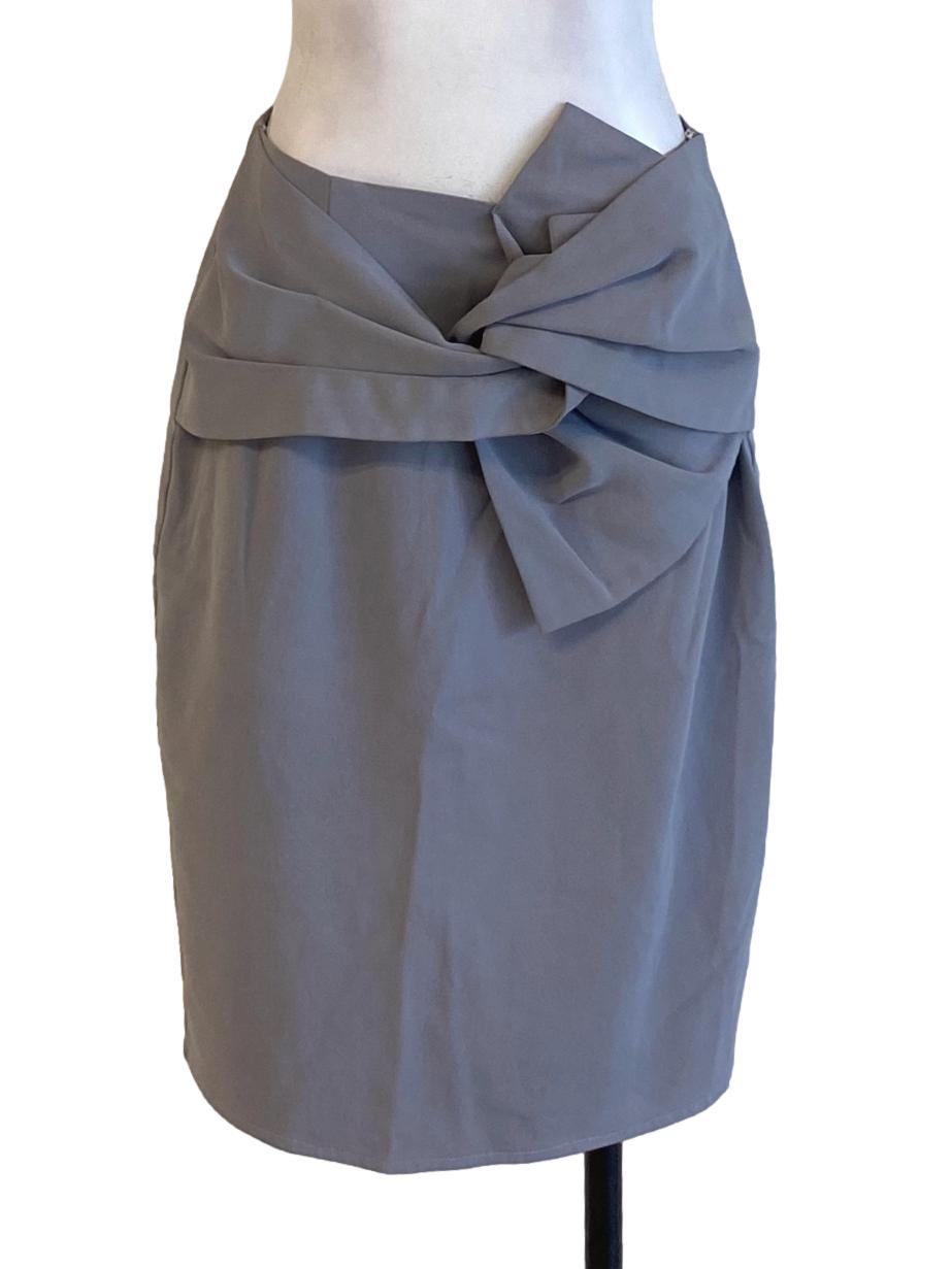 Coin Grey Twisted Bow Zip Up Sheath Skirt LB