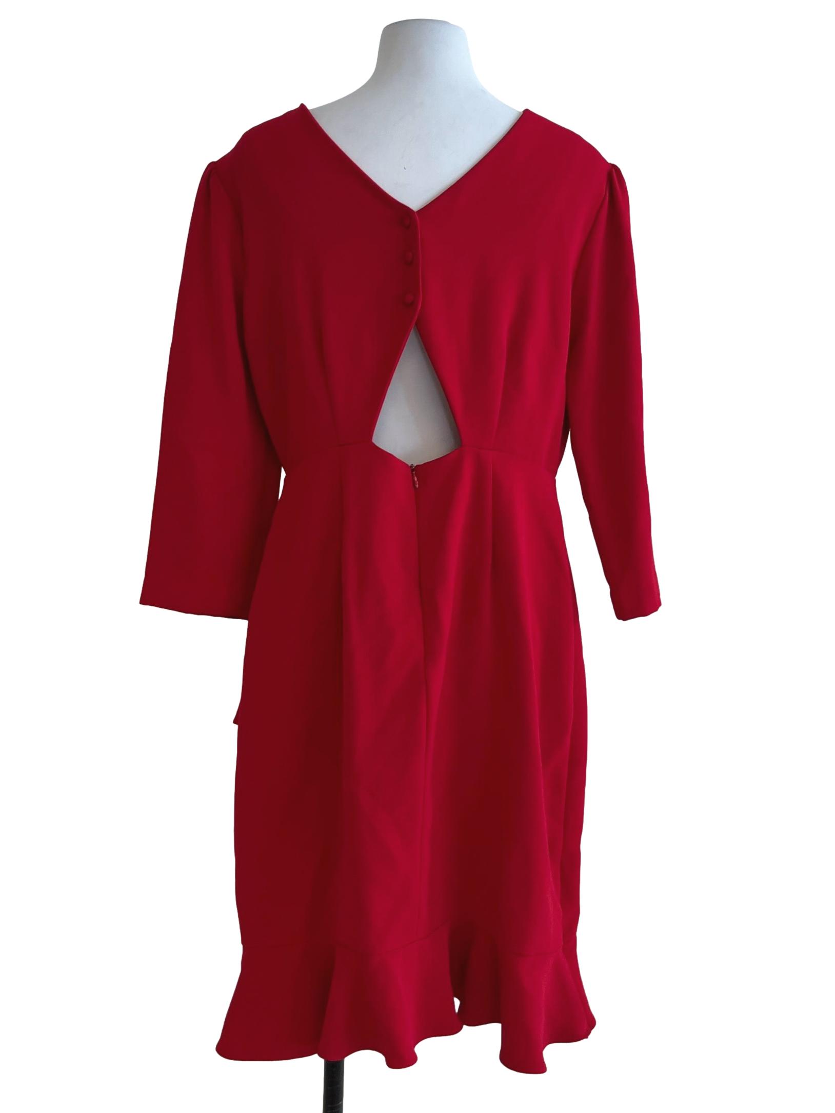 Blood Red Jewel Neckline Empire Dress