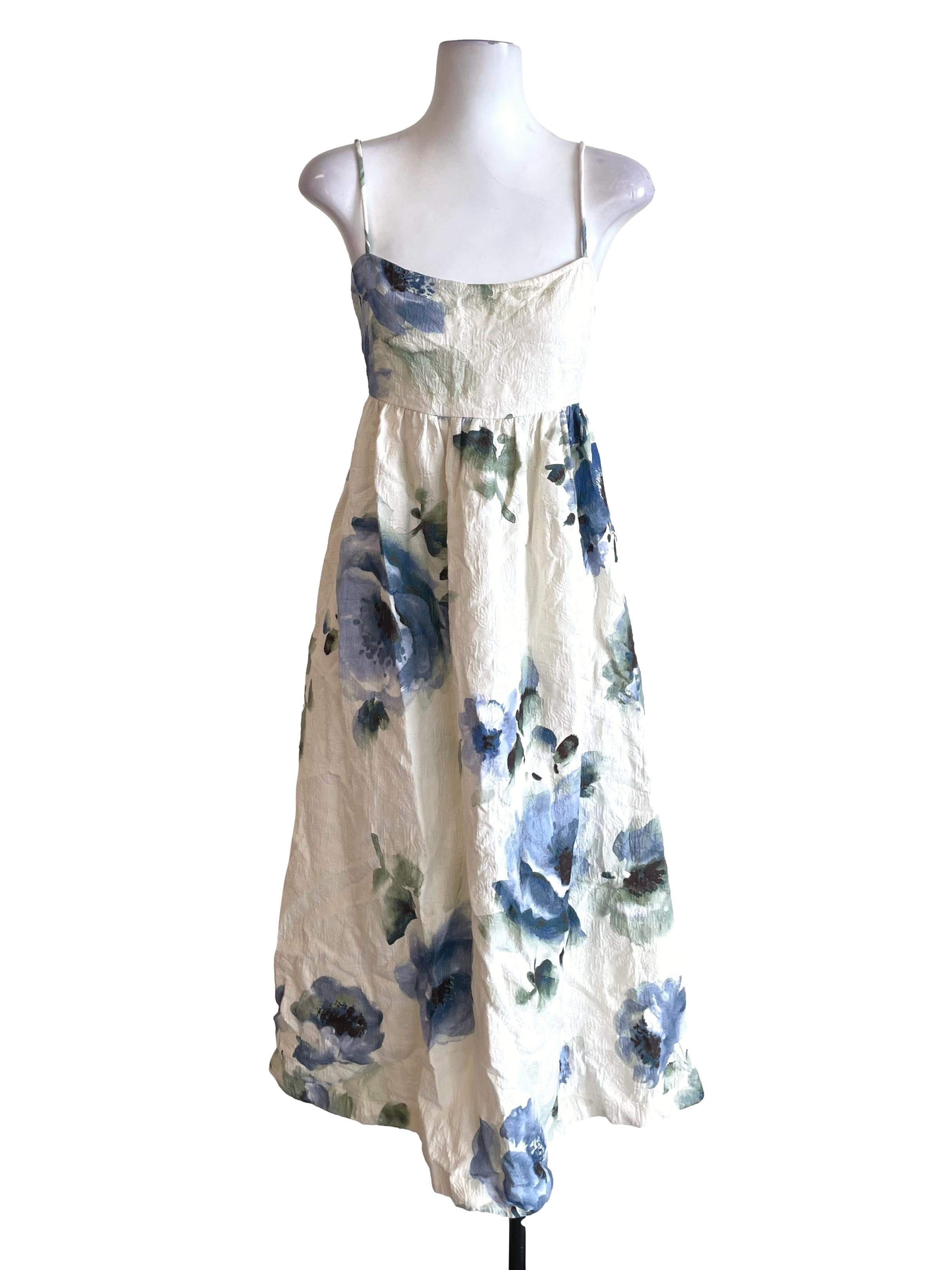 Off White Floral Open Back Jumper Dress