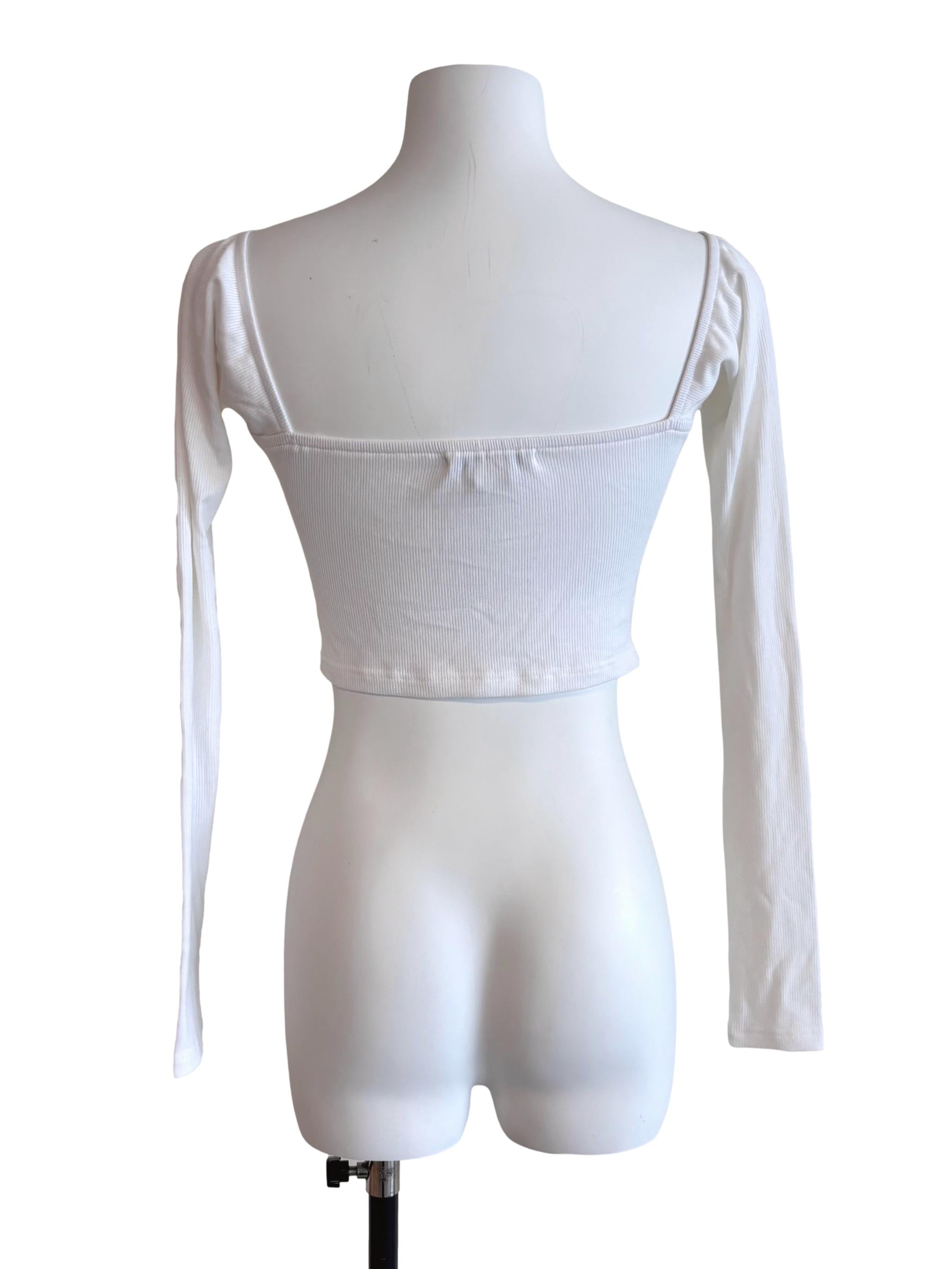 Daisy White Long Sleeve Twist Front Top