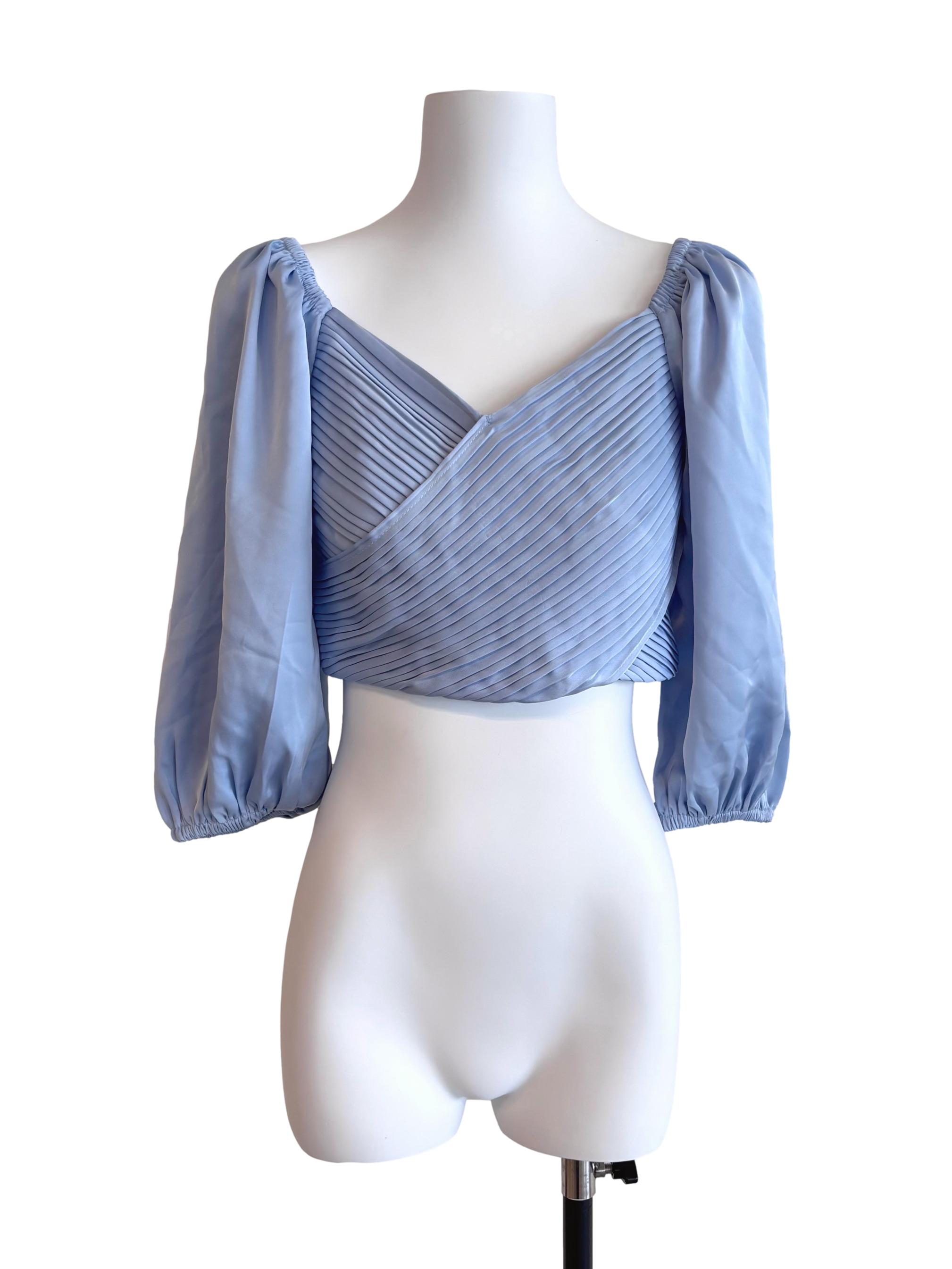 Baby Blue Pleats Empire Top