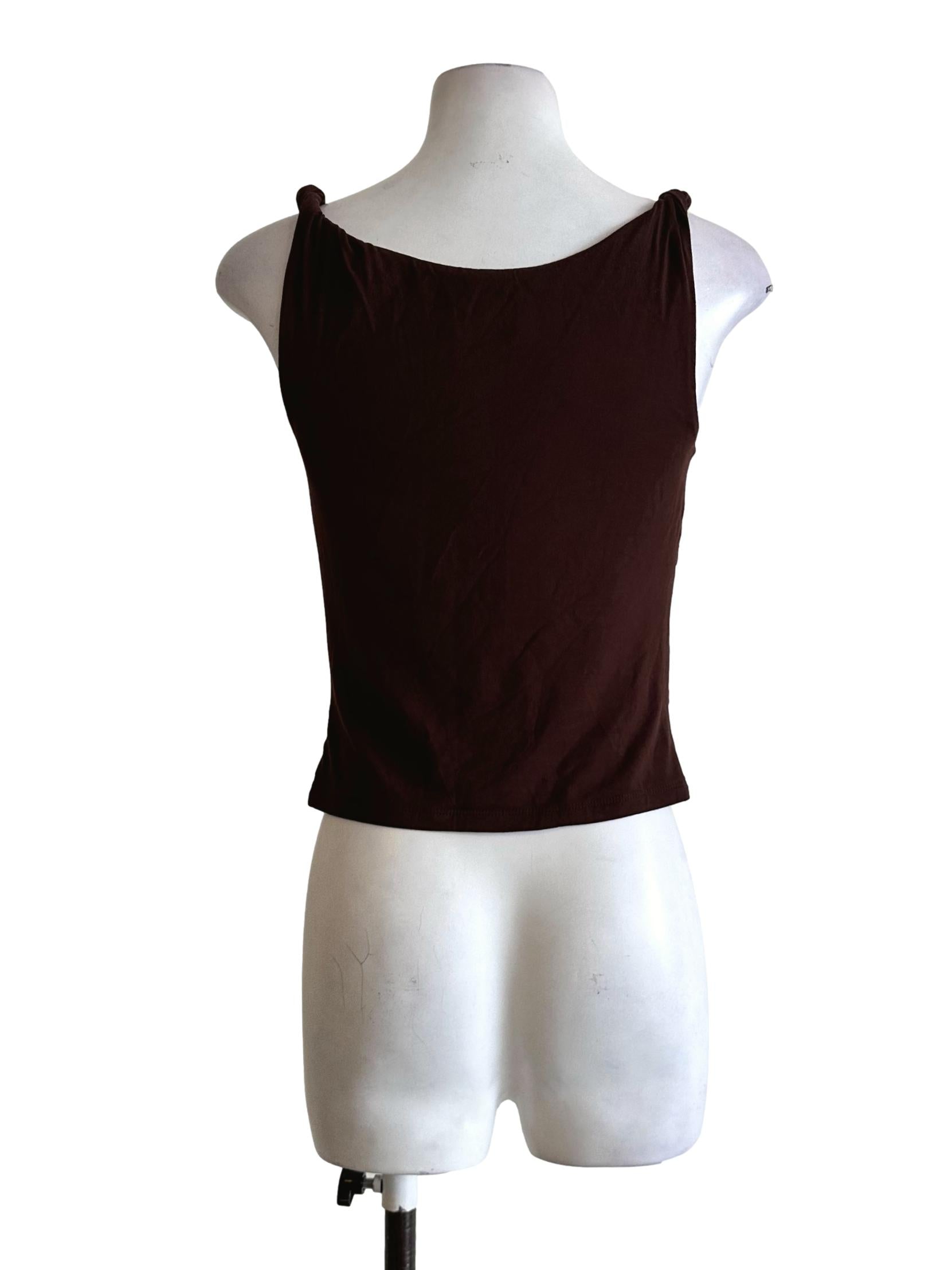 Walnut Brown Cowl Neck Sleeveless Top