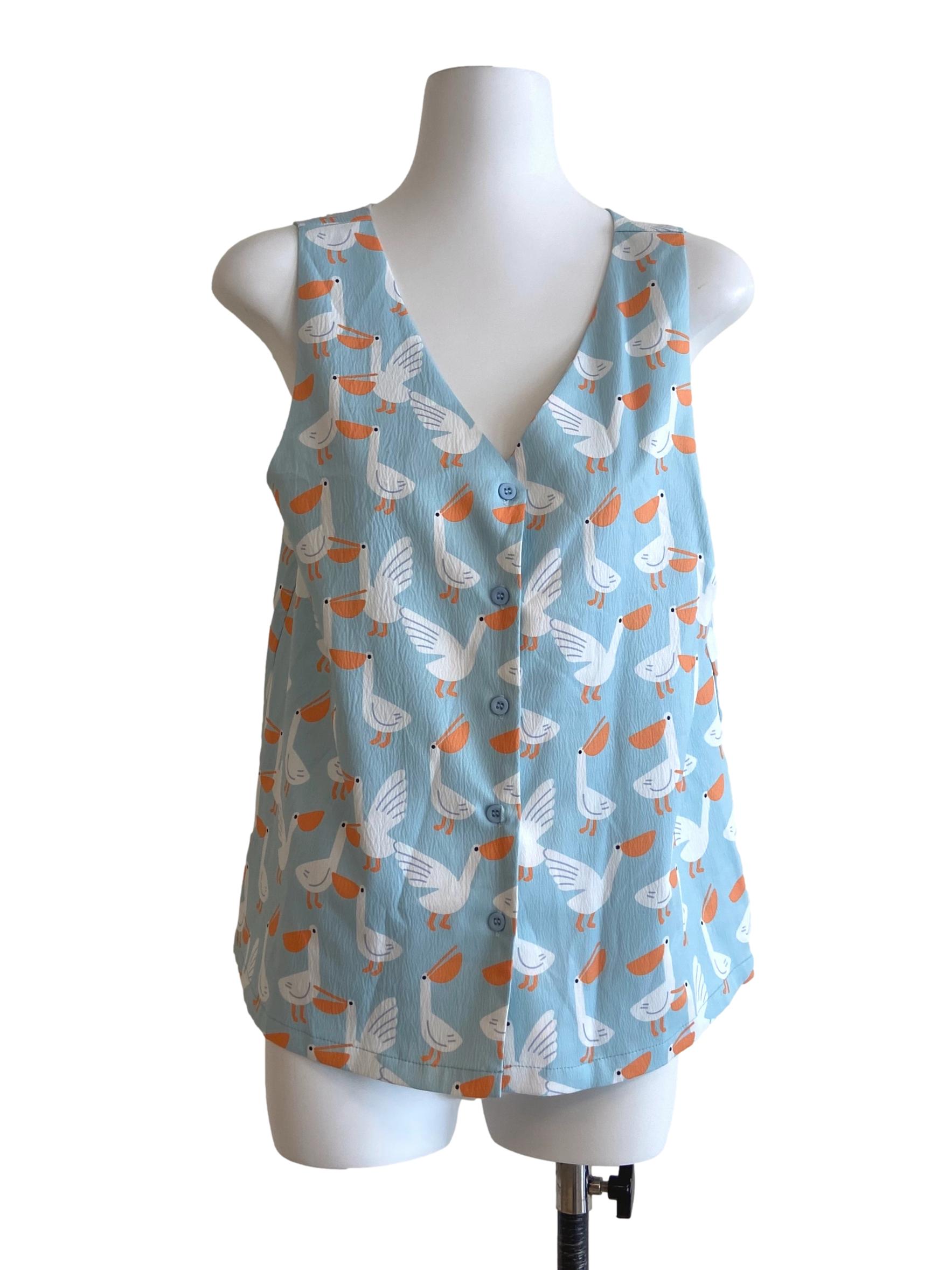 Sky Blue Goose Printed Top