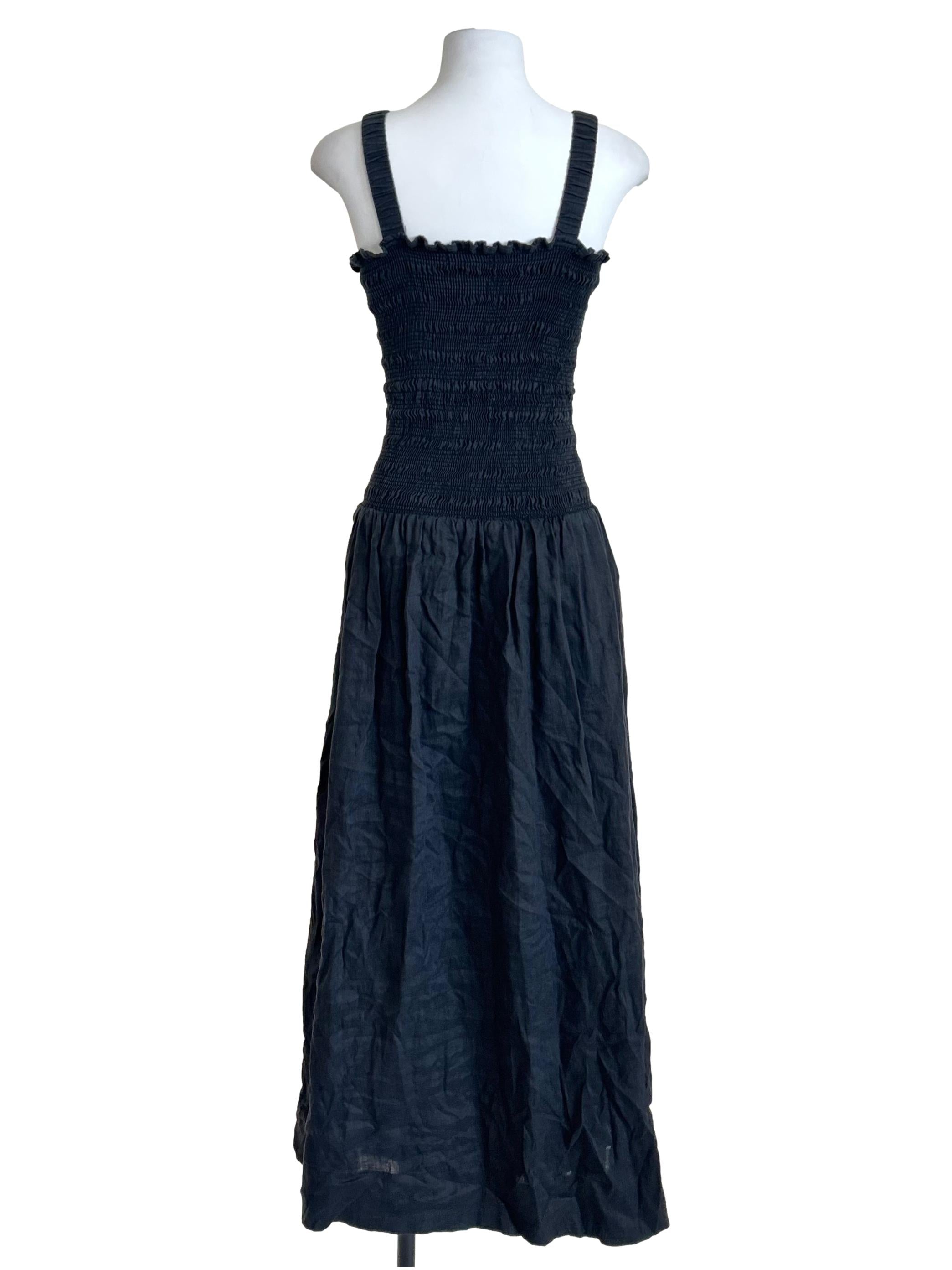 Black Smocked Bodice Cami Dress