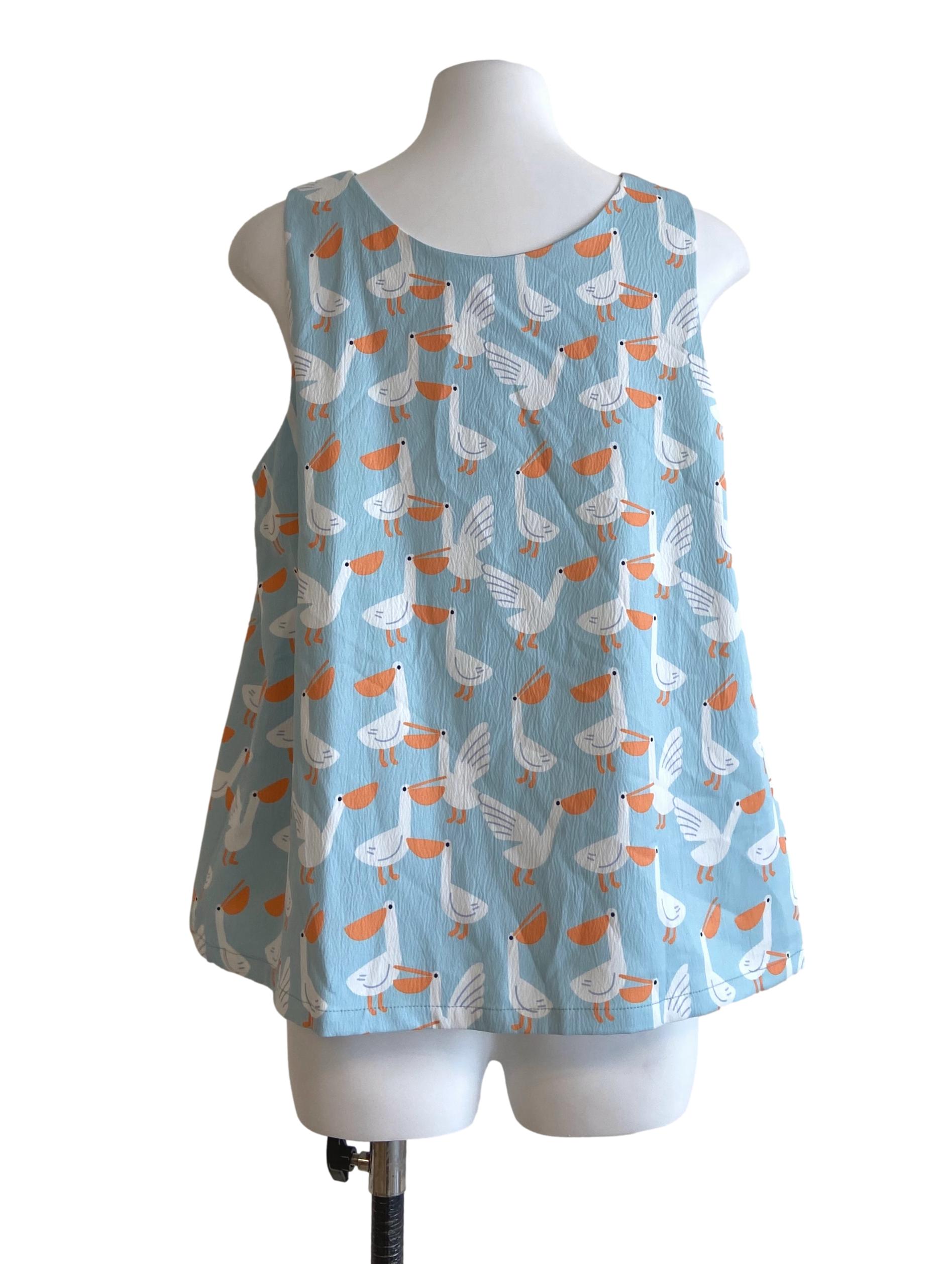 Sky Blue Goose Printed Top